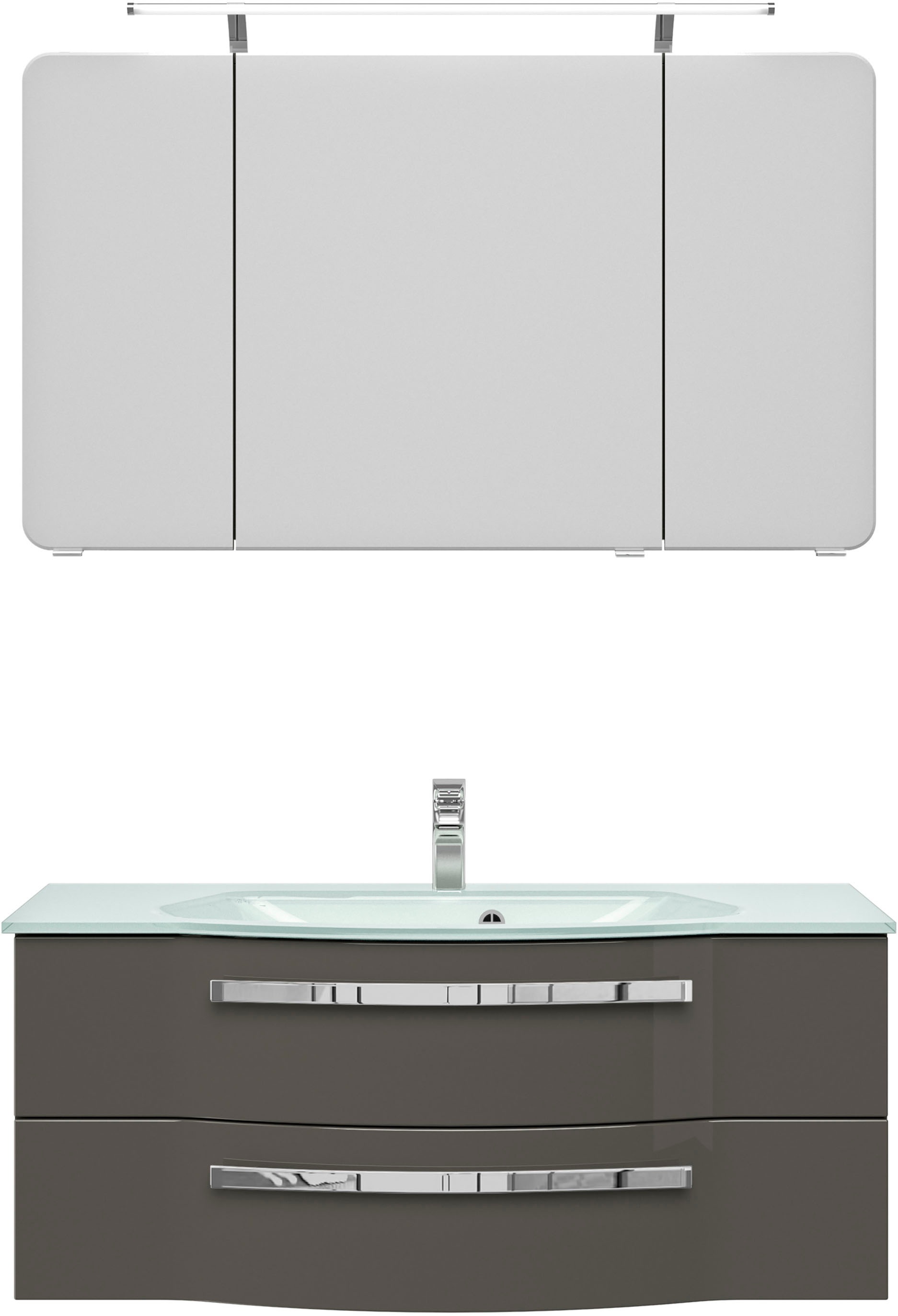 Saphir Badmöbel-Set »Serie 4005, vormontiert, Glaswaschbecken, Spiegelschra günstig online kaufen