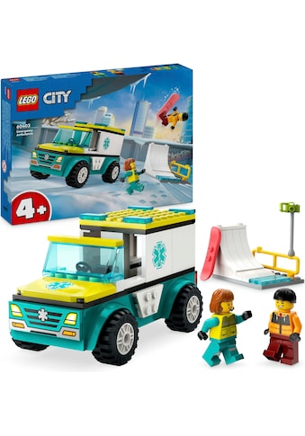 Konstruktionsspielsteine »Rettungswagen und Snowboarder (60403), LEGO City«, (79 St.)