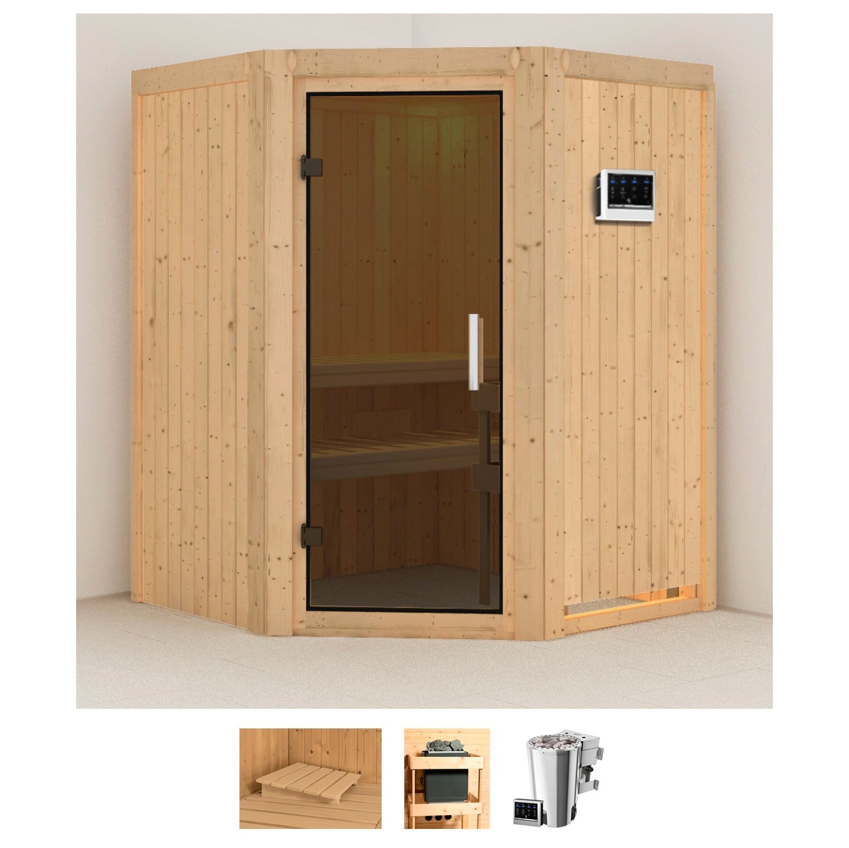 Karibu Sauna »Nanna« Set, 3,6-kW-Bio-Plug & Play Ofen mit externer Steuerun günstig online kaufen