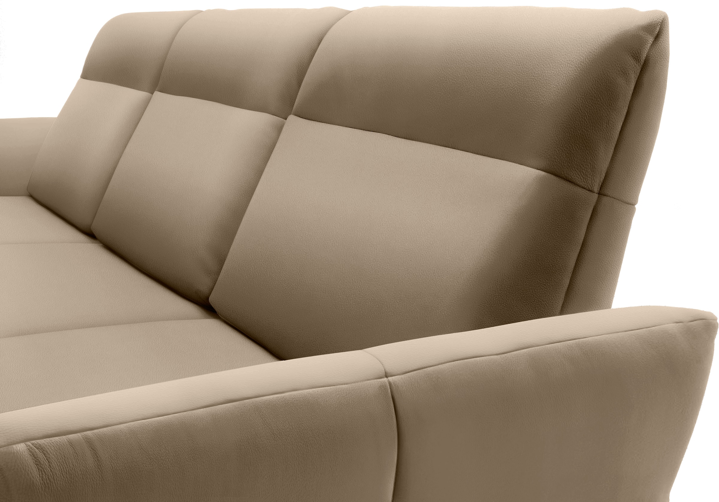 Creation BY ROLF BENZ Ecksofa »CR.460«, Sockel in Nussbaum, Winkelfüße in Umbragrau, Breite 338 cm