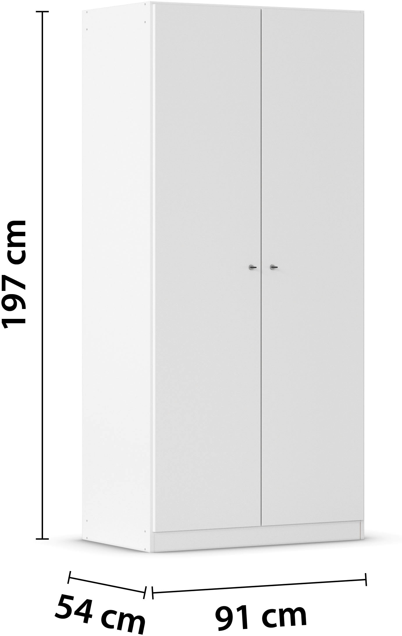 rauch Kleiderschrank »Schrank Garderobe Garderobenschrank Putzschrank Wäscheschrank BERGHEIM« Breite/Höhe/Tiefe: 91/197/54 cm,  viel Stauraum, abschließbar mit insgesamt 4 Schlüsseln MADE IN GERMANY