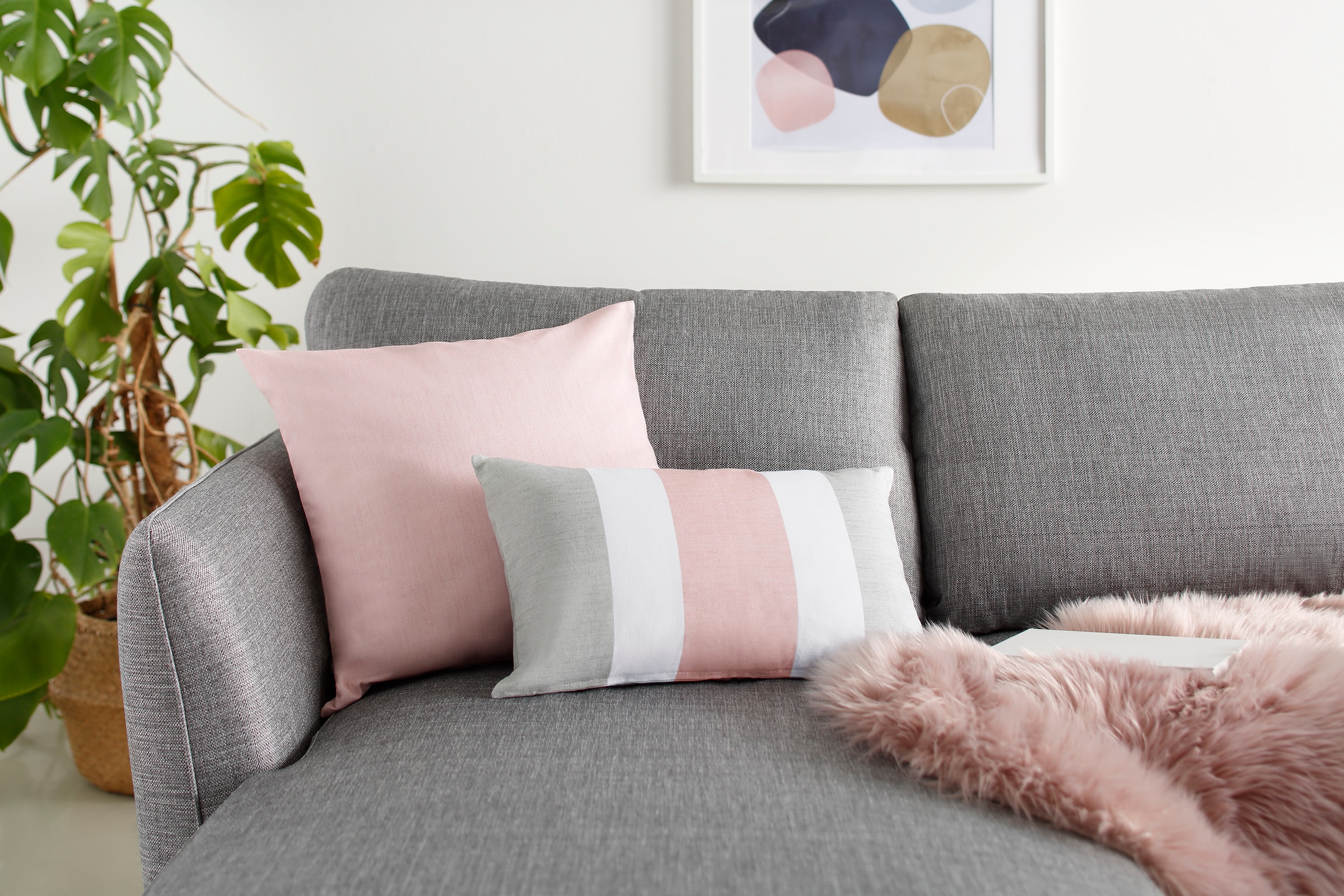 Home affaire Kissenbezüge »Alba 2 Stück, atmungsaktiv, pflegeleicht, mit Reißverschluss, Kissenhülle, Material: 100% Baumwolle, zertifiziert nach STANDARD 100 by OEKO-TEX®«, (2 St., 1x30/50cm-1x50/50)