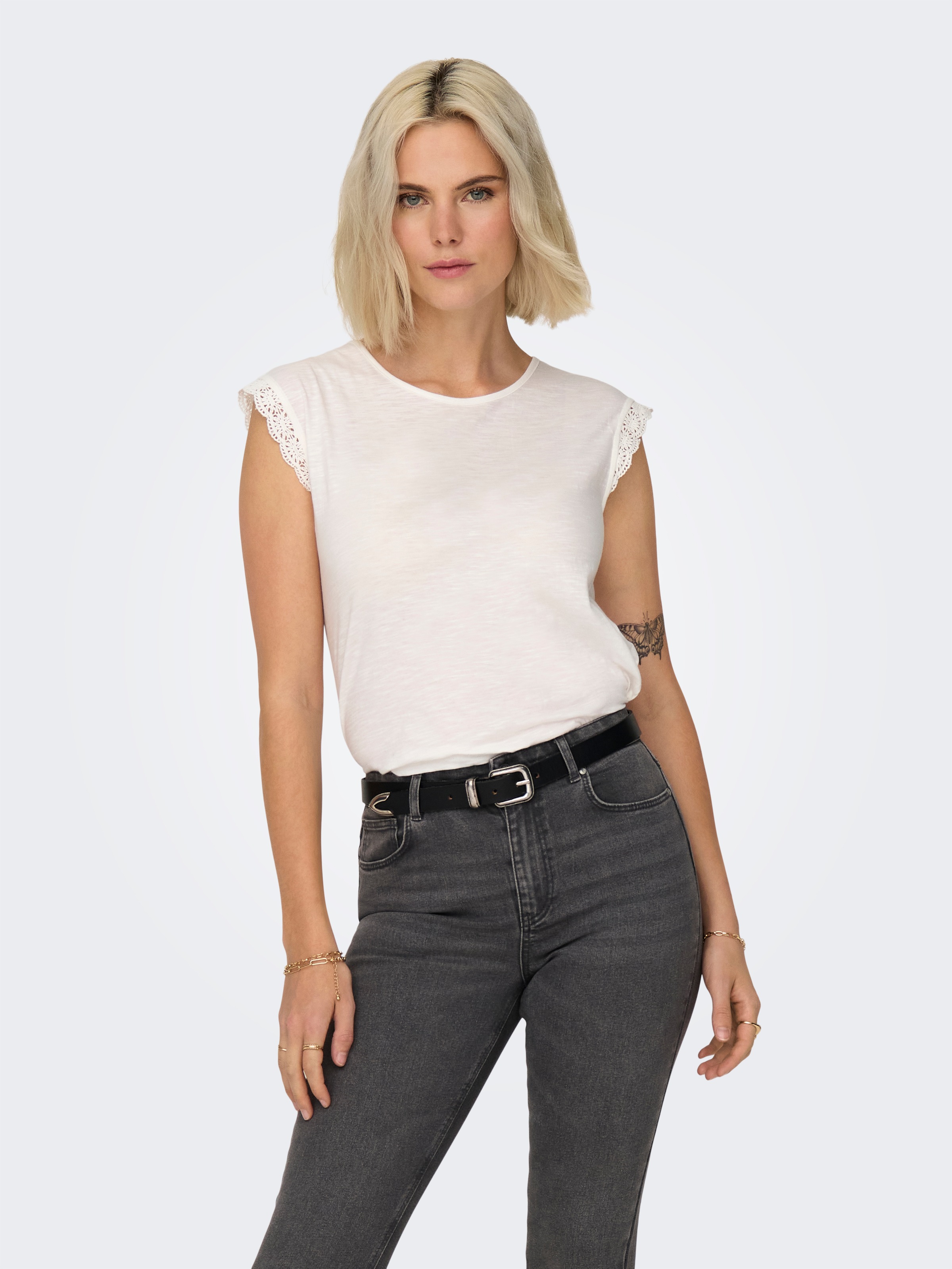 JDY Kurzarmshirt »JDYSALVA LIFE S/L CROCHET TOP JRS«