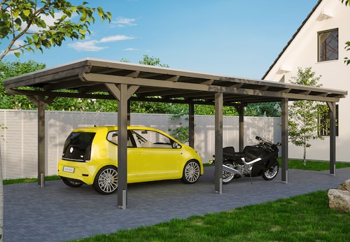 Skan Holz Einzelcarport Leimholz Schiefergrau 404 cm x 846 cm günstig online kaufen