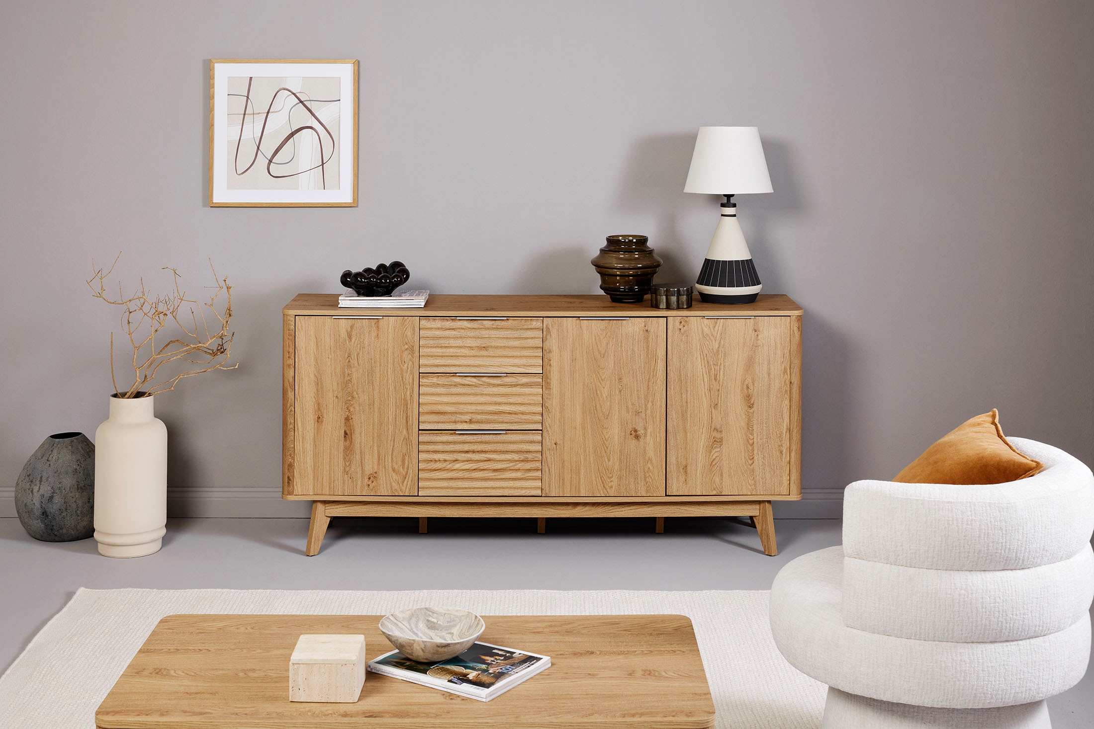 Jahnke Sideboard »WAVE SB 170« 1 Stk. tlg. Sideboard, 3 Schubladen + 3 Türen, Wellendesign, Breite 169,5 cm