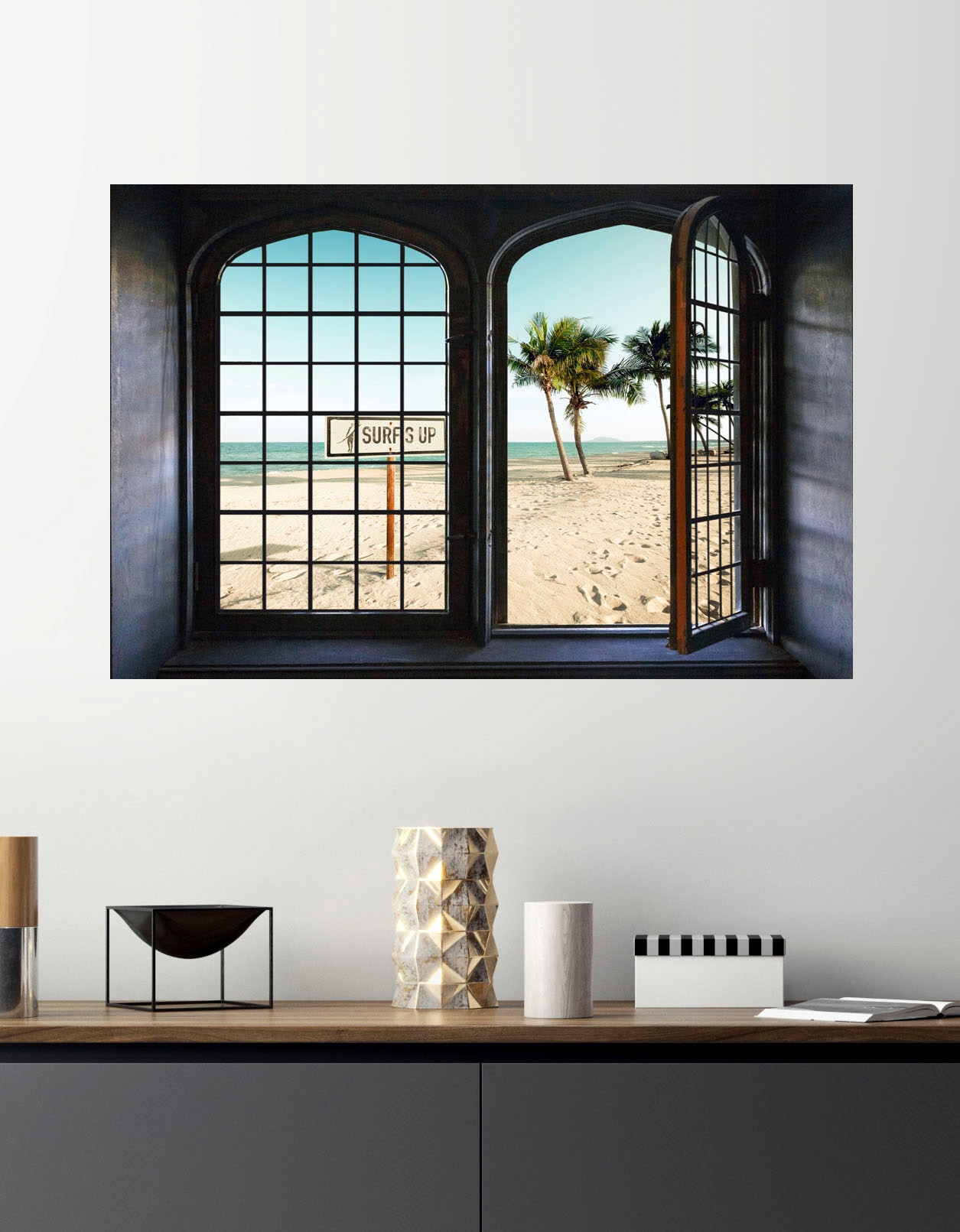queence Wandsticker »Surf up«, Wandsticker, Wandbild, selbstklebend, 3D, Fenster