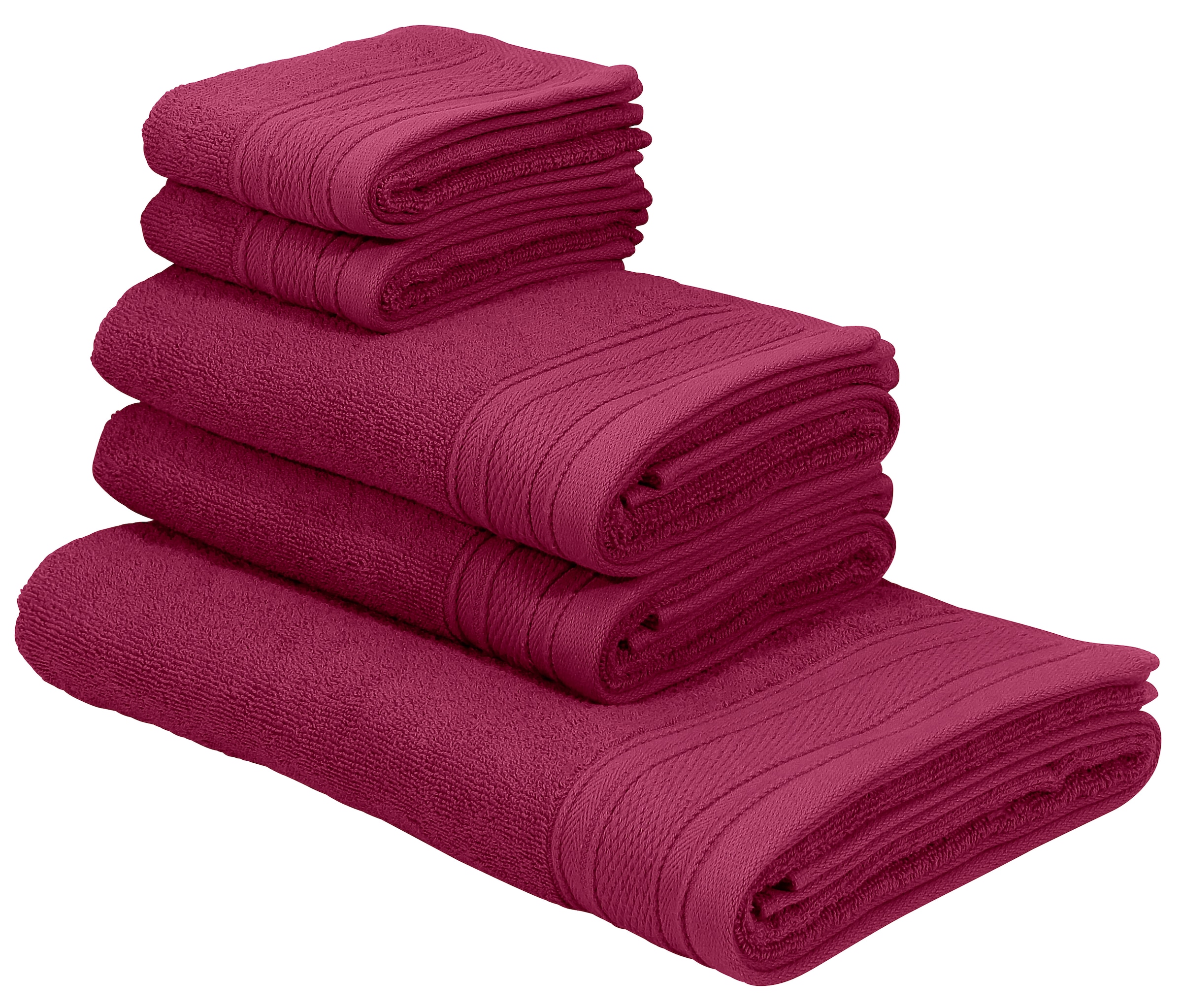 Bruno Banani Handtuch Set »Robby, Premium Handtücher, 500 gr/m²«, Set, 5 tlg., Frottier, Duschtücher, Handtücher, Gästetücher, (Set, 5-tlg), 100% Baumwolle