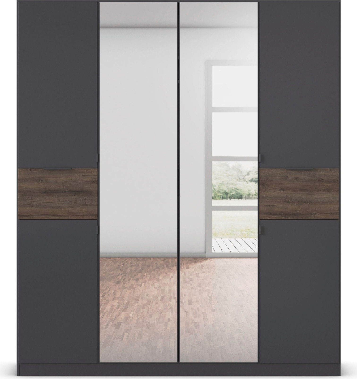 rauch Drehtürenschrank »Kleiderschrank Schrank Garderobe Wäscheschrank TICAO«, (Schubladen in der Höhe variabel positionierbar), mit 2 geräumigen Schubladen, viel Stauraum MADE IN GERMANY