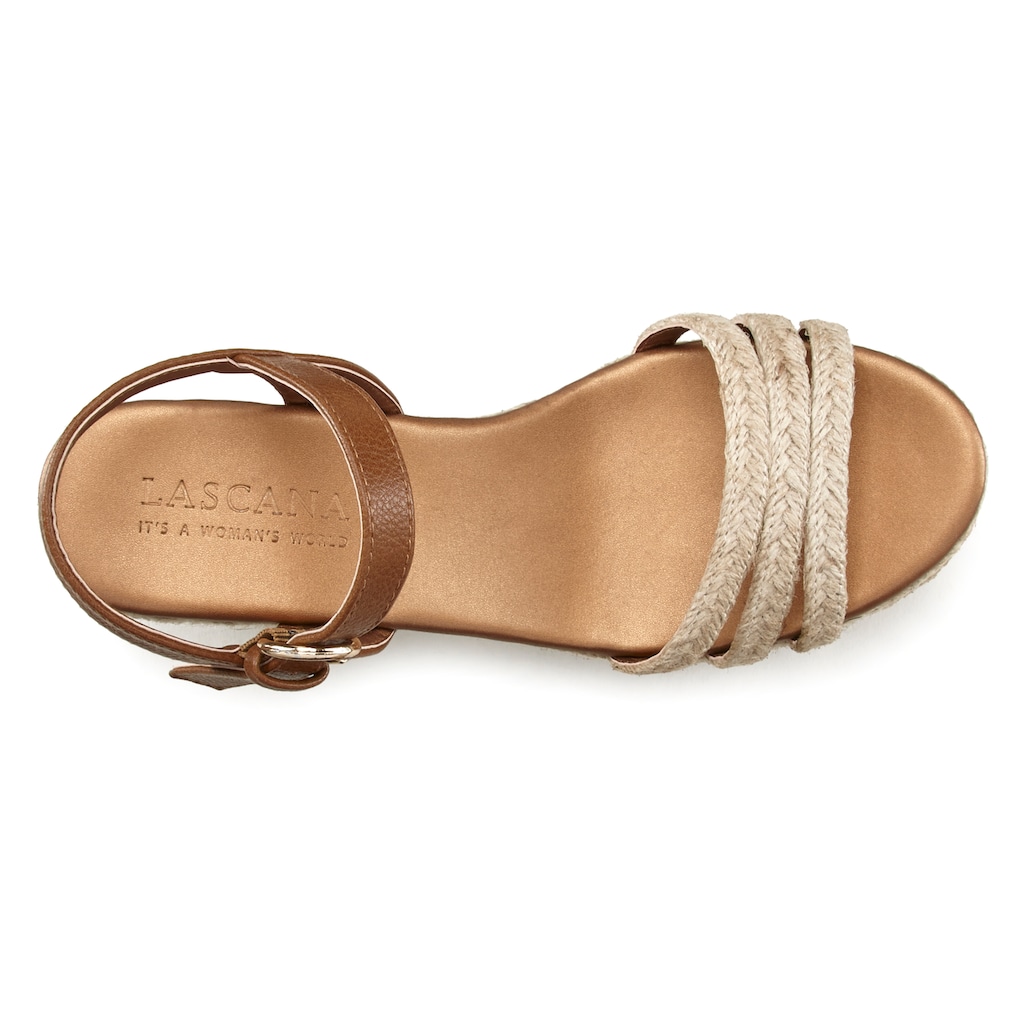 LASCANA Sandalette, mit Keilabsatz in Bast-Optik VEGAN