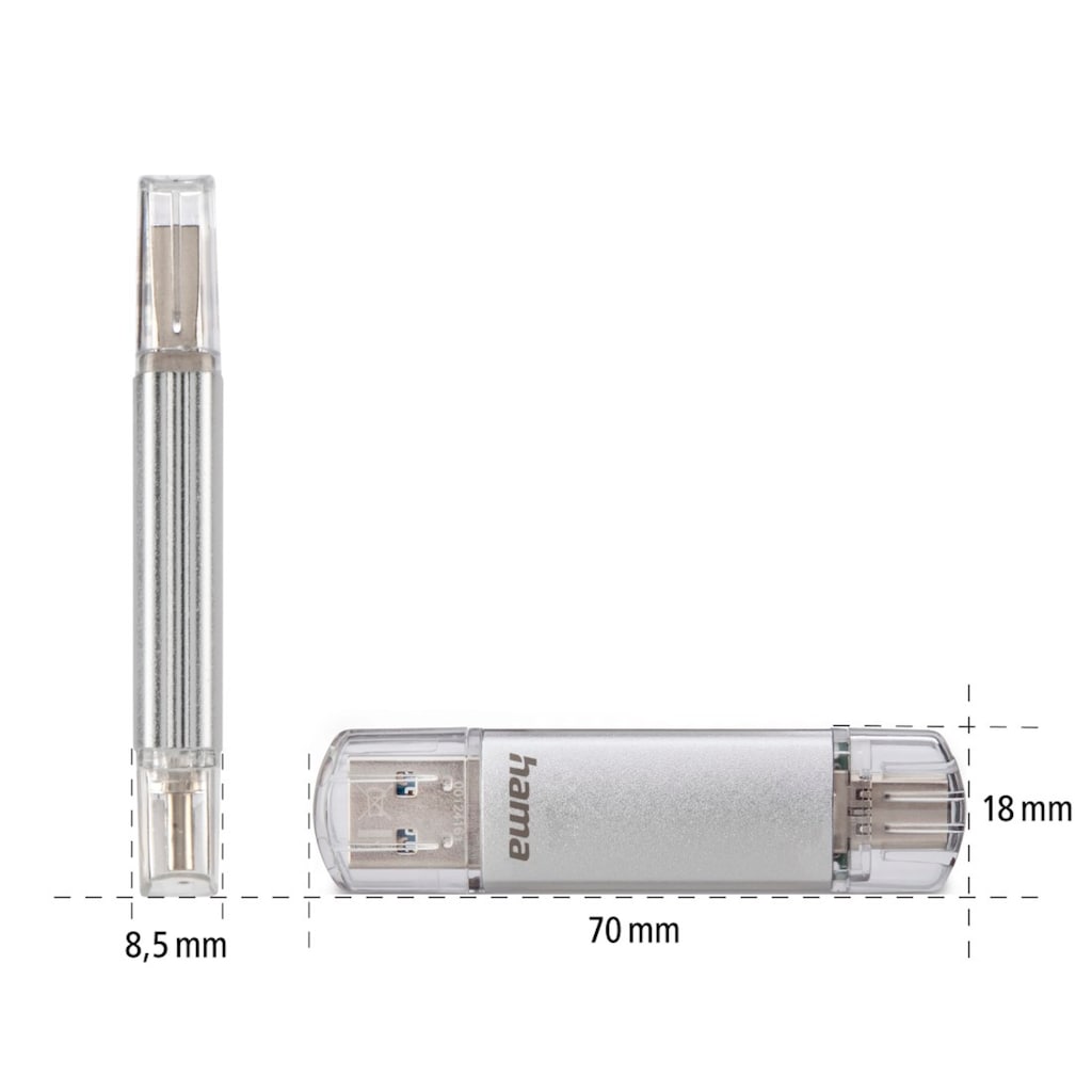 Hama USB-Stick »USB-Stick "C-Laeta", Type-C USB 3.1/USB 3.0, 16GB, 40 MB/s, Silber«, (Lesegeschwindigkeit 40 MB/s)