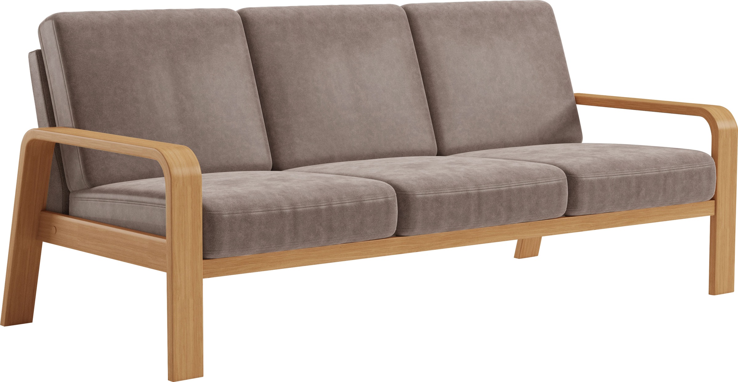 sit&more 3-Sitzer »Kolding«, Armlehnen aus eichefarbigem Buchenholz, verschiedene Bezüge und Farben