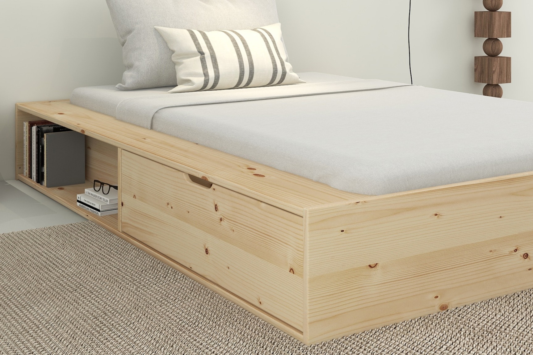 Home affaire Stauraumbett »Erno, Massivholzbett, Futonbett, 275KG belastbar«, (Breite/ Belastbarkeit: 120cm/275 KG, 180cm/275 KG), mit Lattenrost, Massivholz, FSC® zertifiziert, viel Stauraum + Ablagen