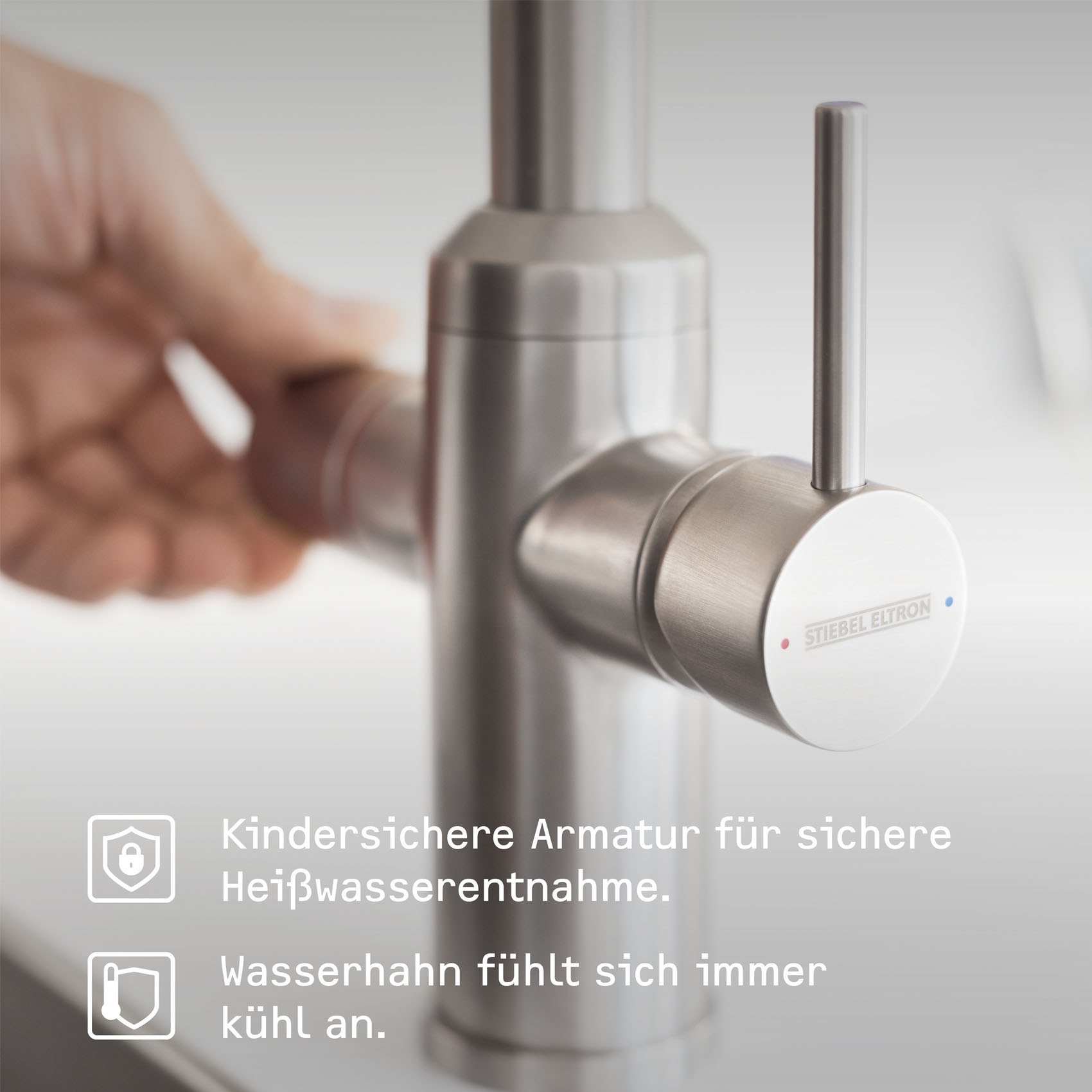 STIEBEL ELTRON Untertisch-Trinkwassersystem »Kochendwassergerät HOT 2.6 N Premium + 3in1 b gebürstet«, Set mit Heißwassergerät und speziellem Wasserhahn für die Küche
