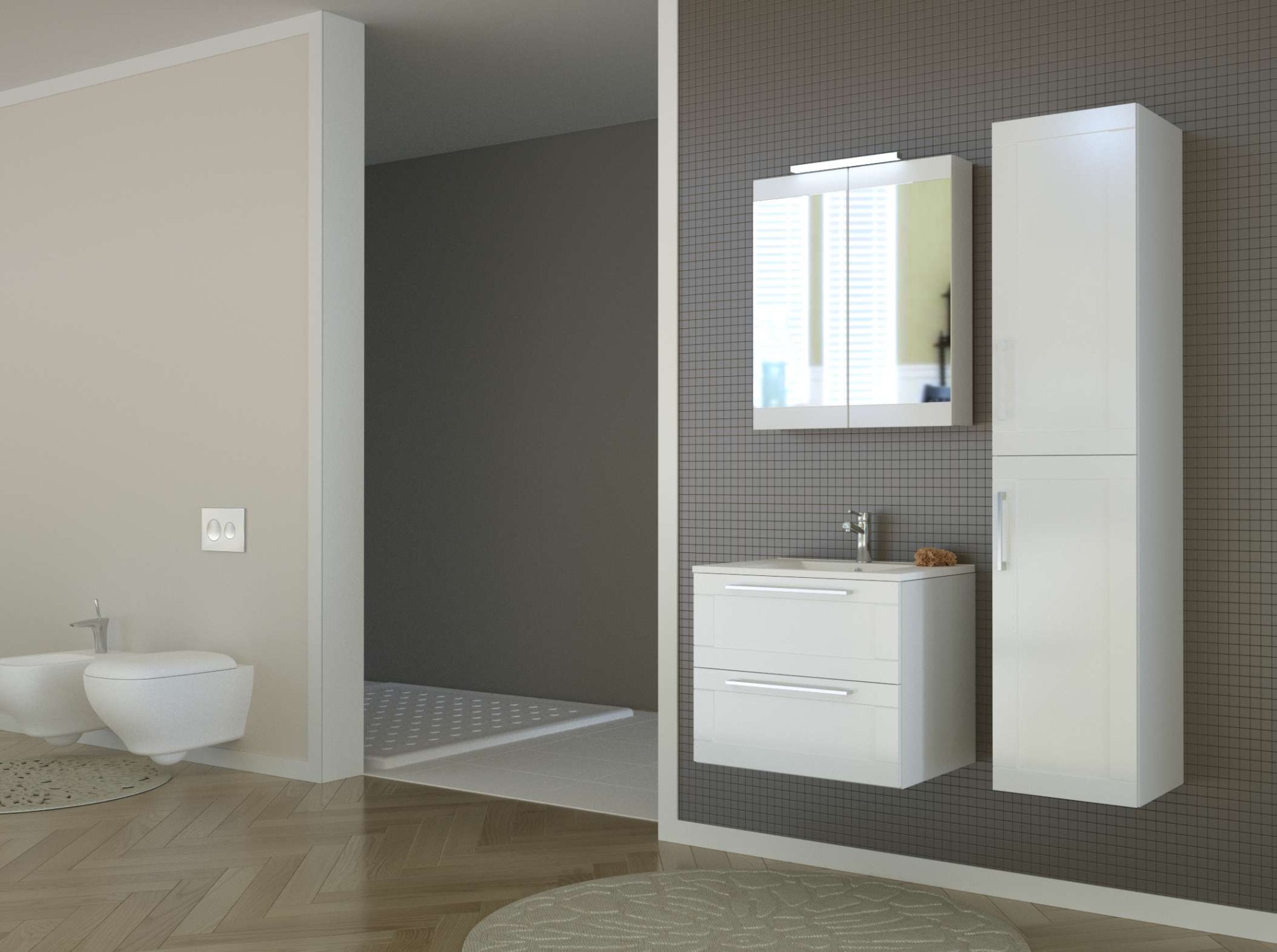 welltime Badezimmerspiegelschrank »Serena Retro«, FSC®-zertifiziertes Material, Breite 61,5 cm, mit LED-Beleuchtung