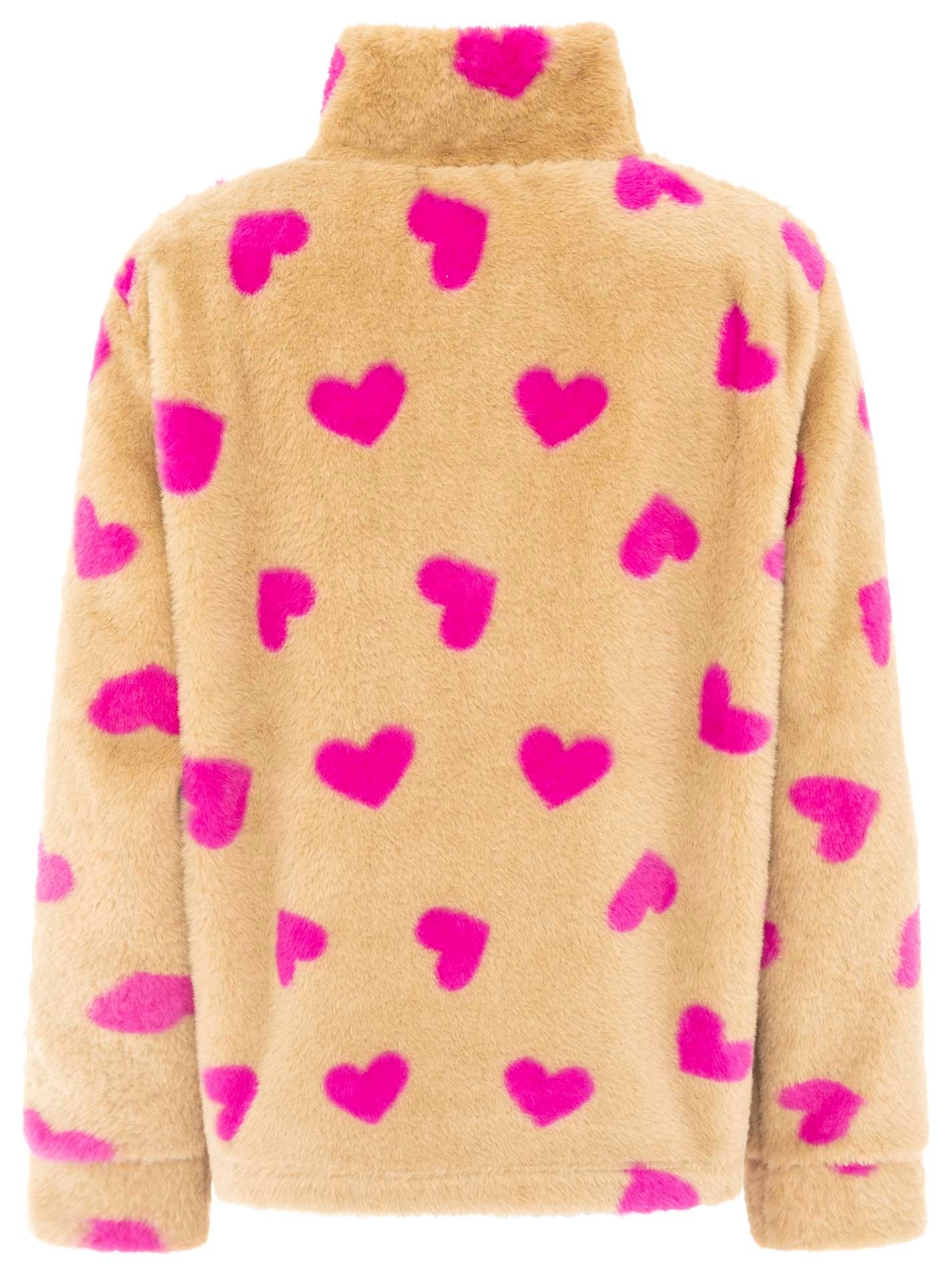 Zwillingsherz Troyer »"Herzi"« allover Herzmuster, Fake Fur Optik, Stehkragen mit Reißverschluss