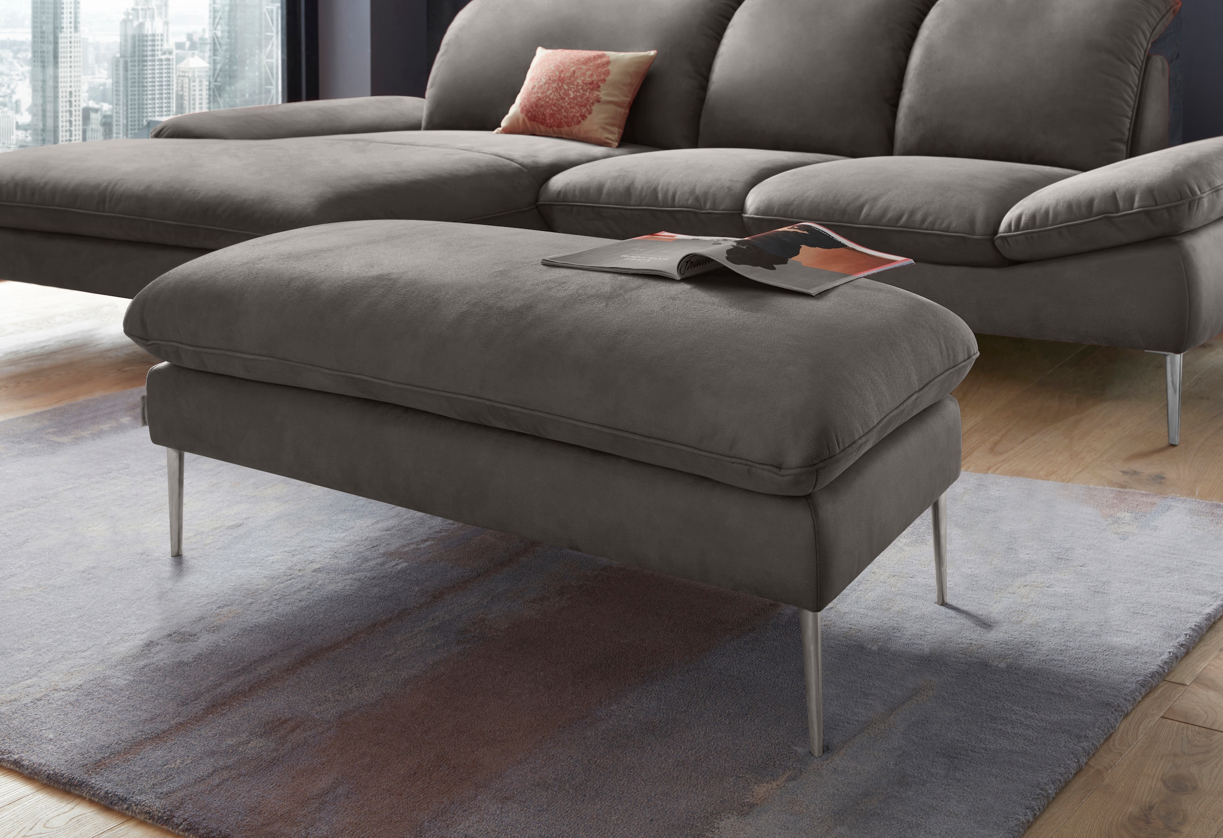 W.SCHILLIG Hocker "enjoy&MORE" Füße Chrom glänzend, Breite 106 cm günstig online kaufen