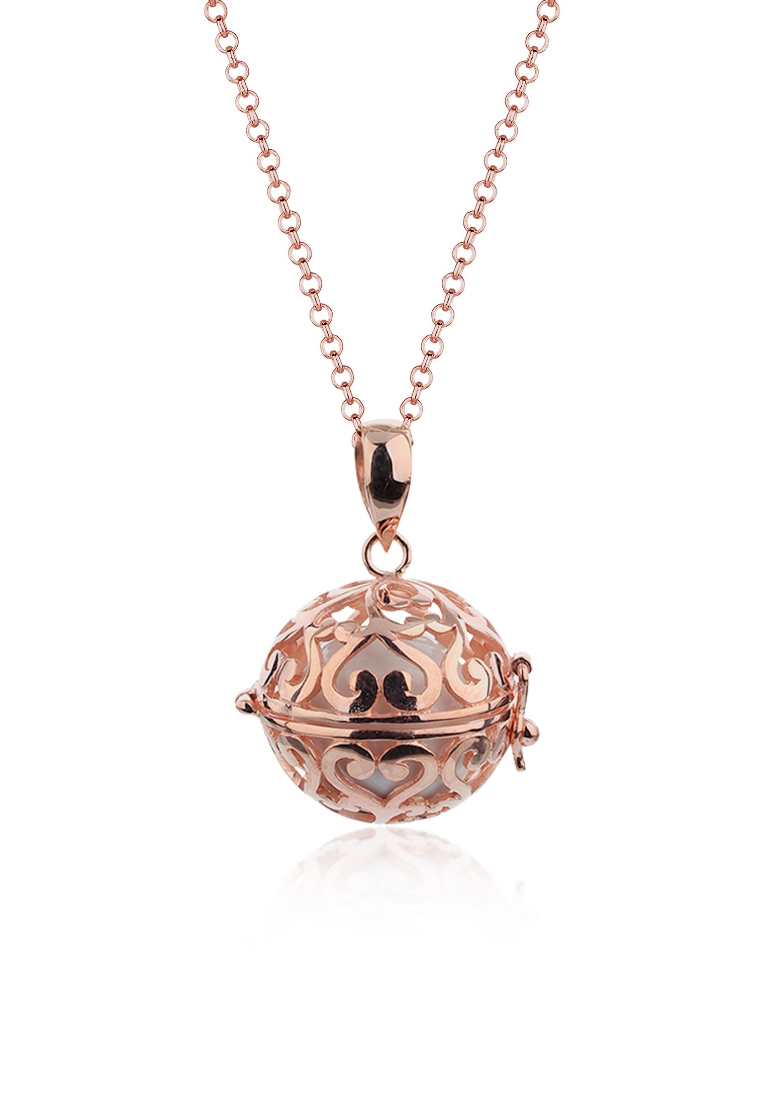 Nenalina Kette mit Anhänger »Engelsflüsterer Klangkugel Herz 925 Silber rosé«