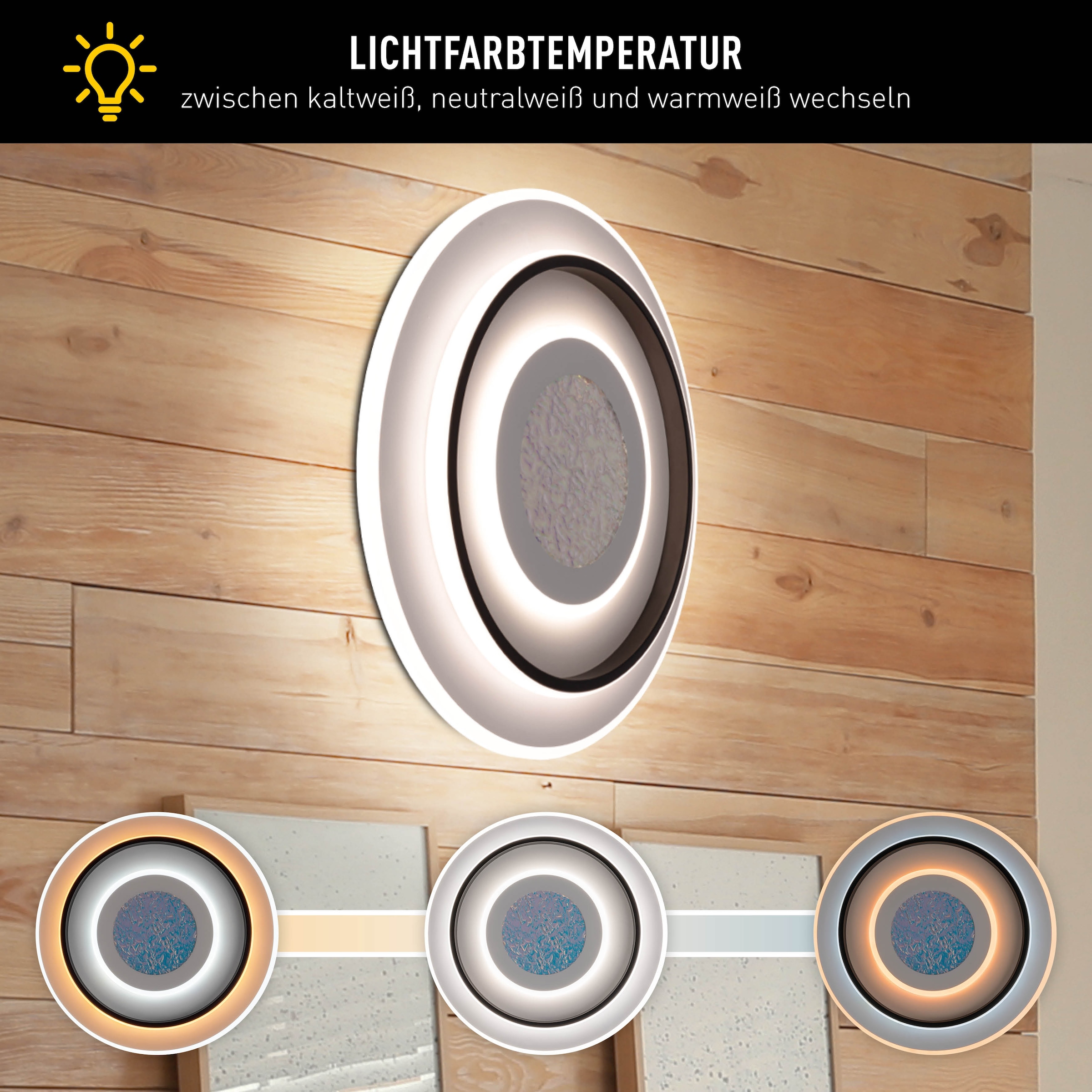 näve LED Deckenleuchte »Stelios« LED-Modul 1 Stk. RGB | warmweiß - kaltweiß dimmbar per IR-Fernbedienung, CCT, RGB, Memory, Nachtlicht, D: 45cm