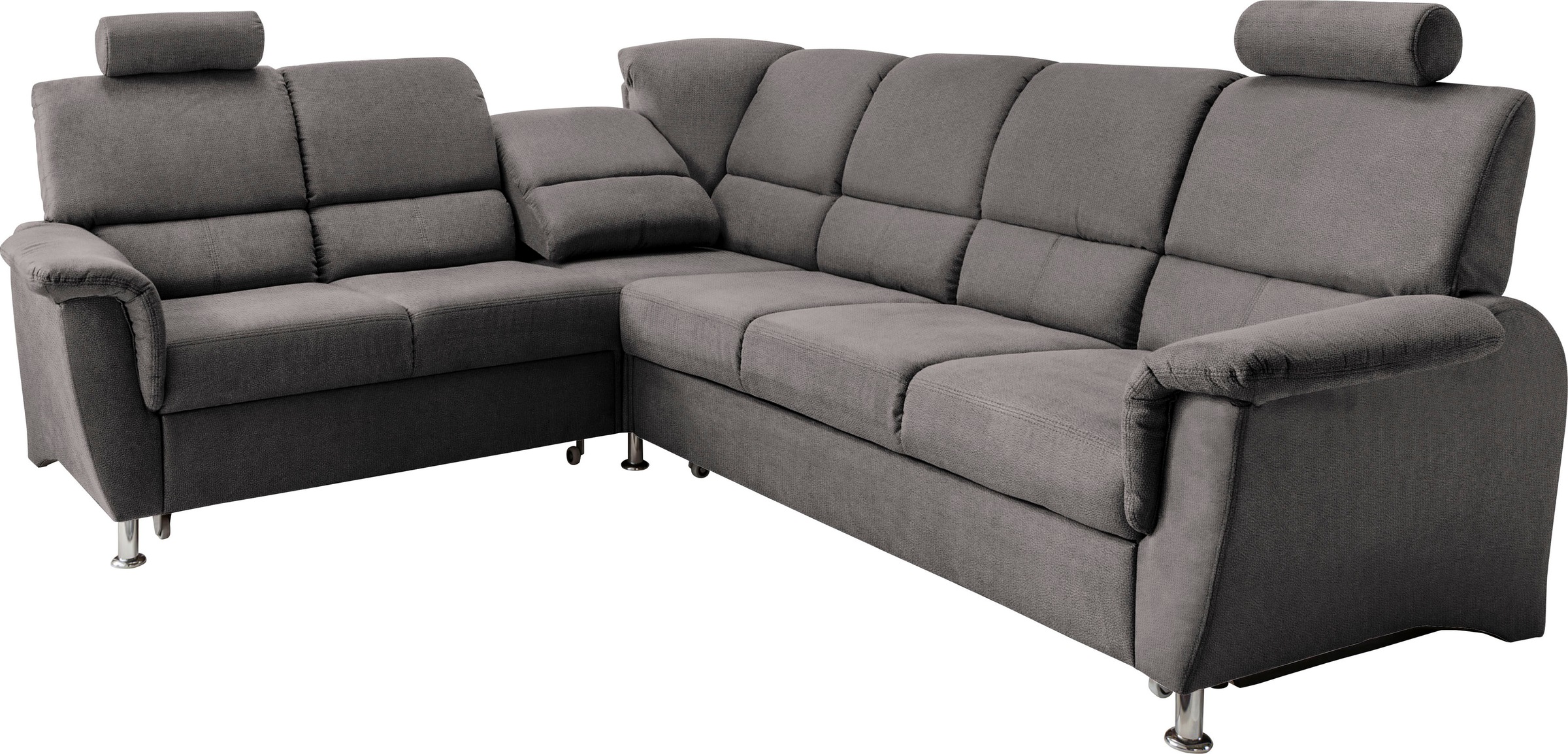 Home affaire Ecksofa »Pisa L-Form, mit Schlaffunktion, Stauraum, 2x höhenverstellbare«, Kopfstützen und Relaxfunktion im Eckelement