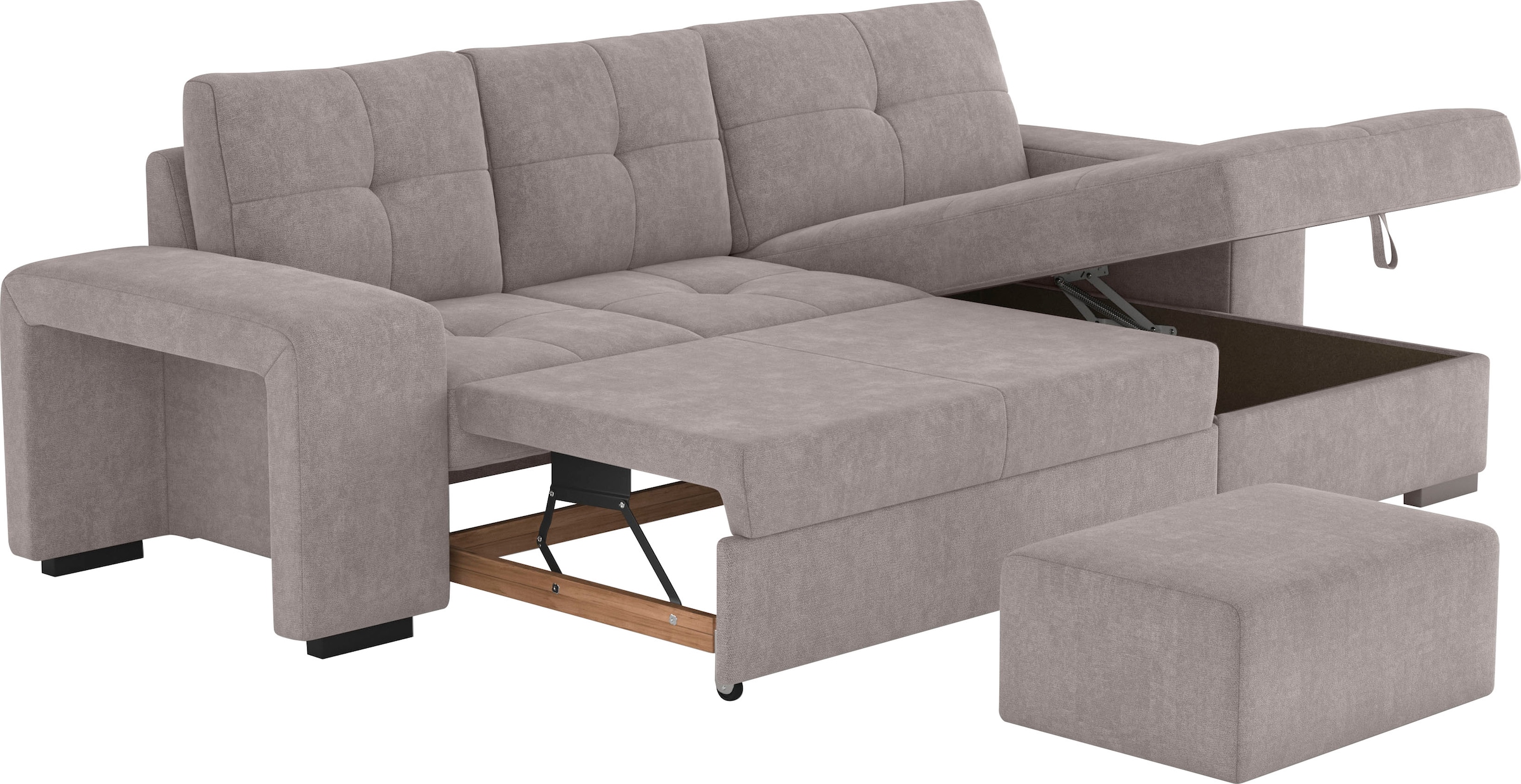 COTTA Ecksofa »Mattina L-Form«, mit Hocker, wahlweise mit Bettfunktion & Bettkasten