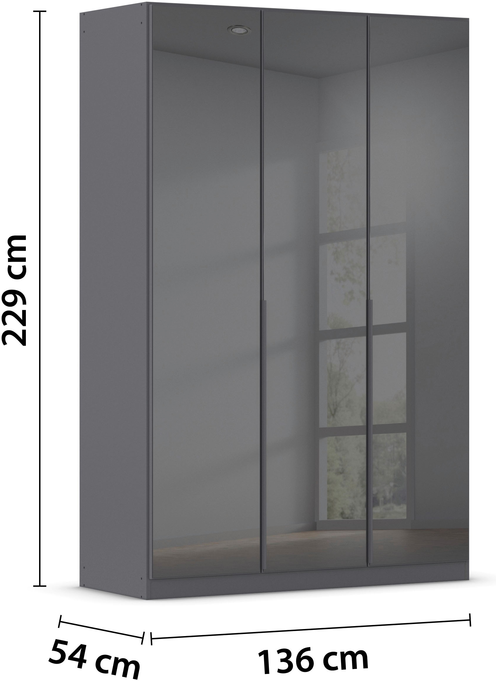 rauch Drehtürenschrank »Kleiderschrank Kleiderschränke Schrank Garderobe AGORDO mit Glasfront«, (in zwei Griff-Farben), durchdachte Innenausstattung, in 6 Breiten und 2 Höhen MADE IN GERMANY