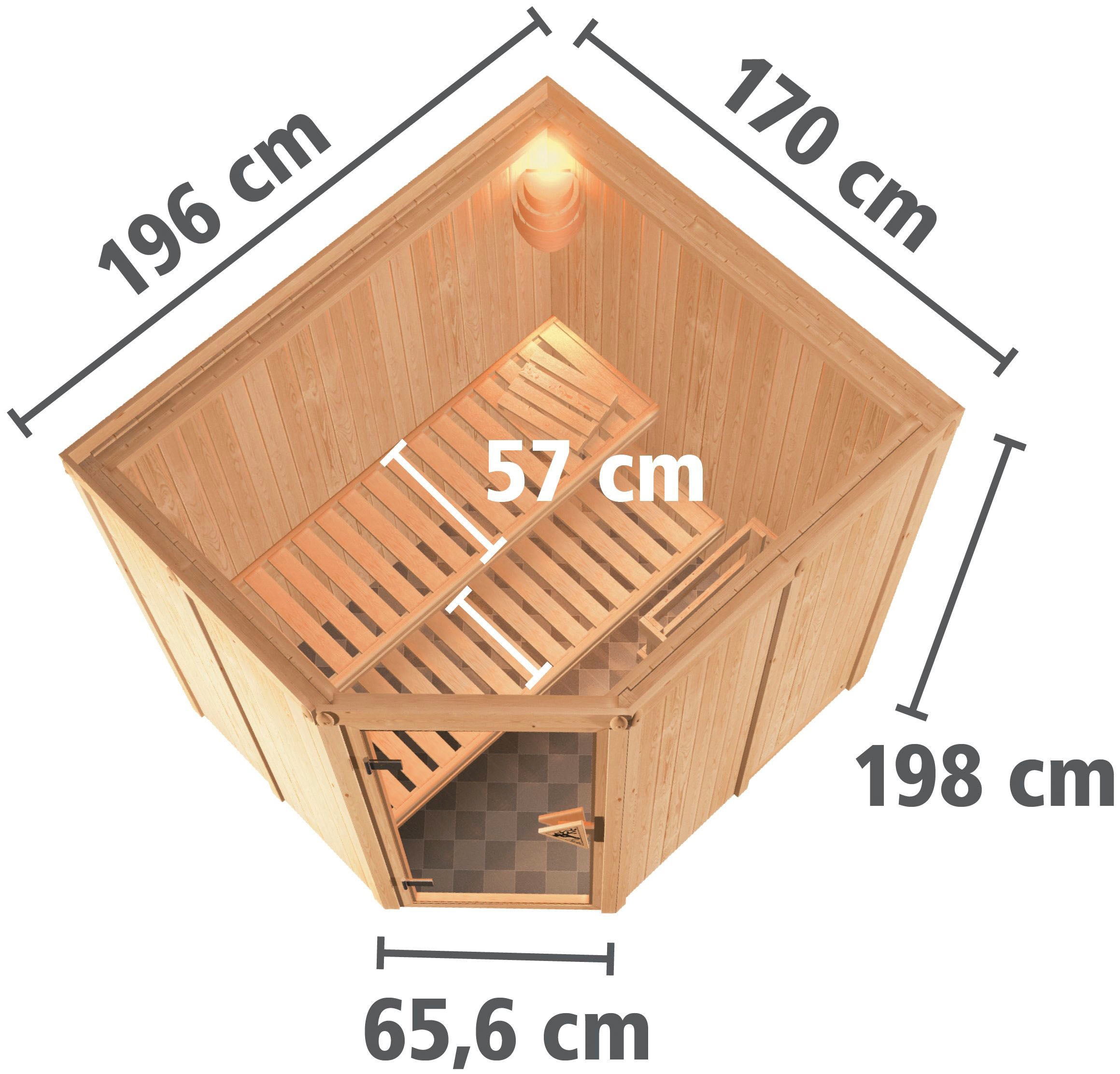 Karibu Sauna »Siirin« Set,  Ofen 9 KW externe Strg easy
