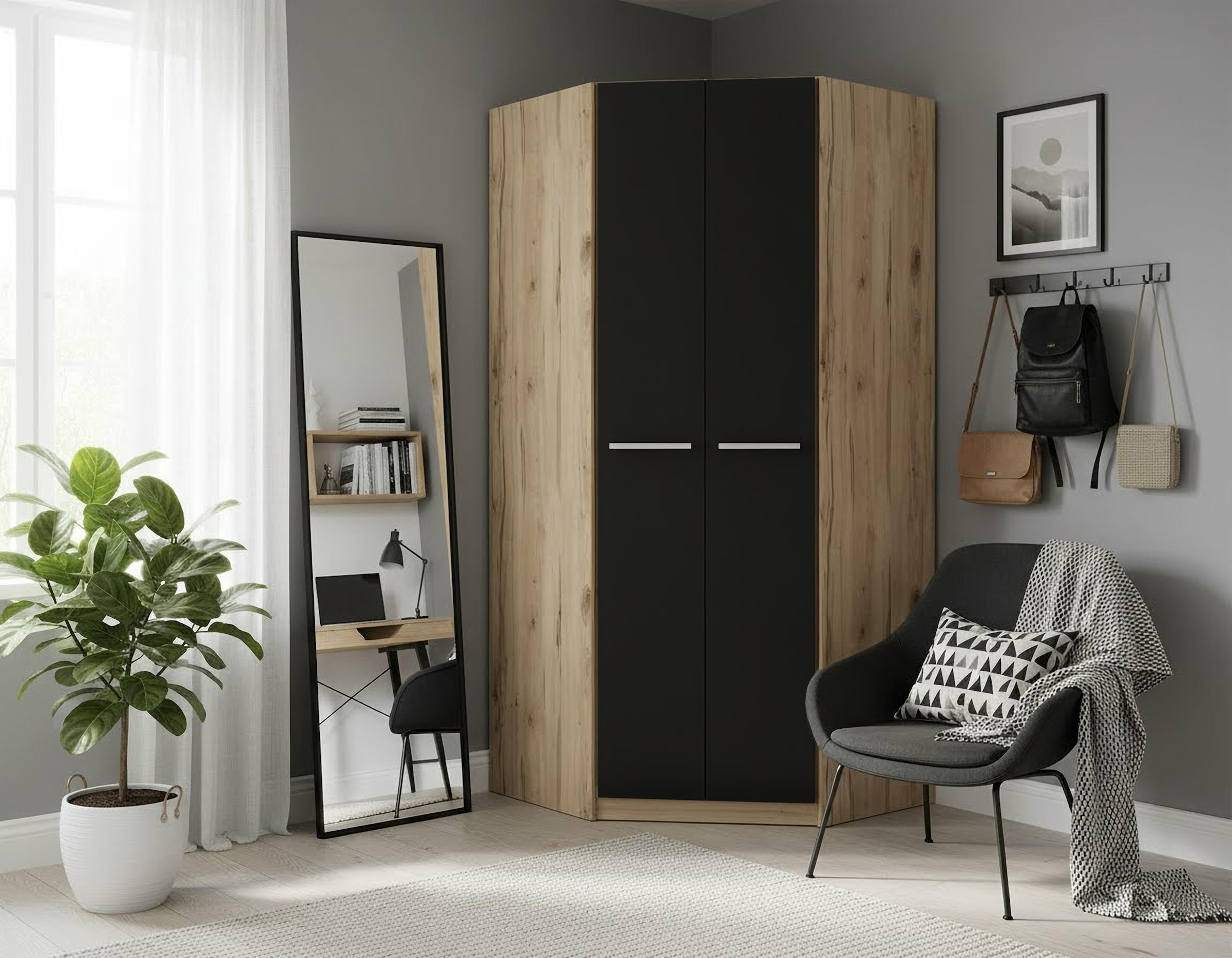 priess Eckkleiderschrank »Barcelona Kleiderschrank Ecklösung Raumwunder« in 2 Tiefen Schrank Eckschrank Garderobe