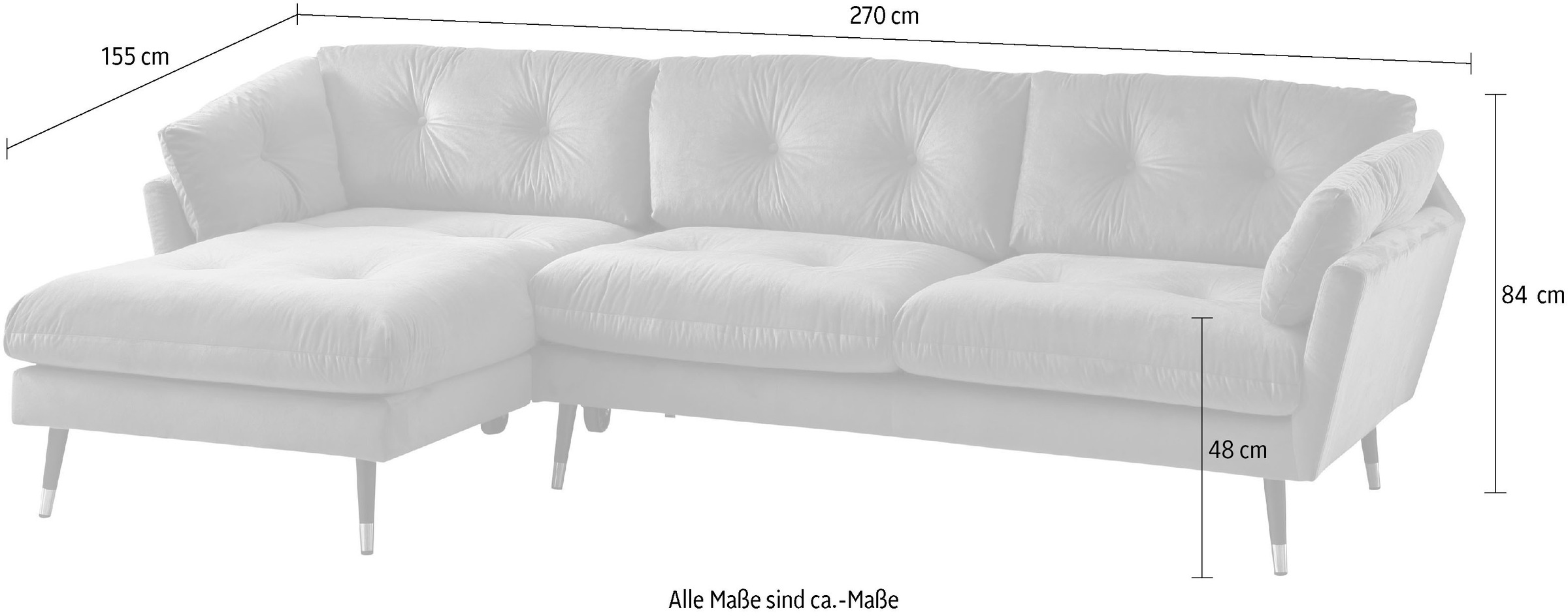 Trends by HG Ecksofa »Japan L-Form«, mit Fuß in Holz-Metallkombination, Recamiere rechts oder links