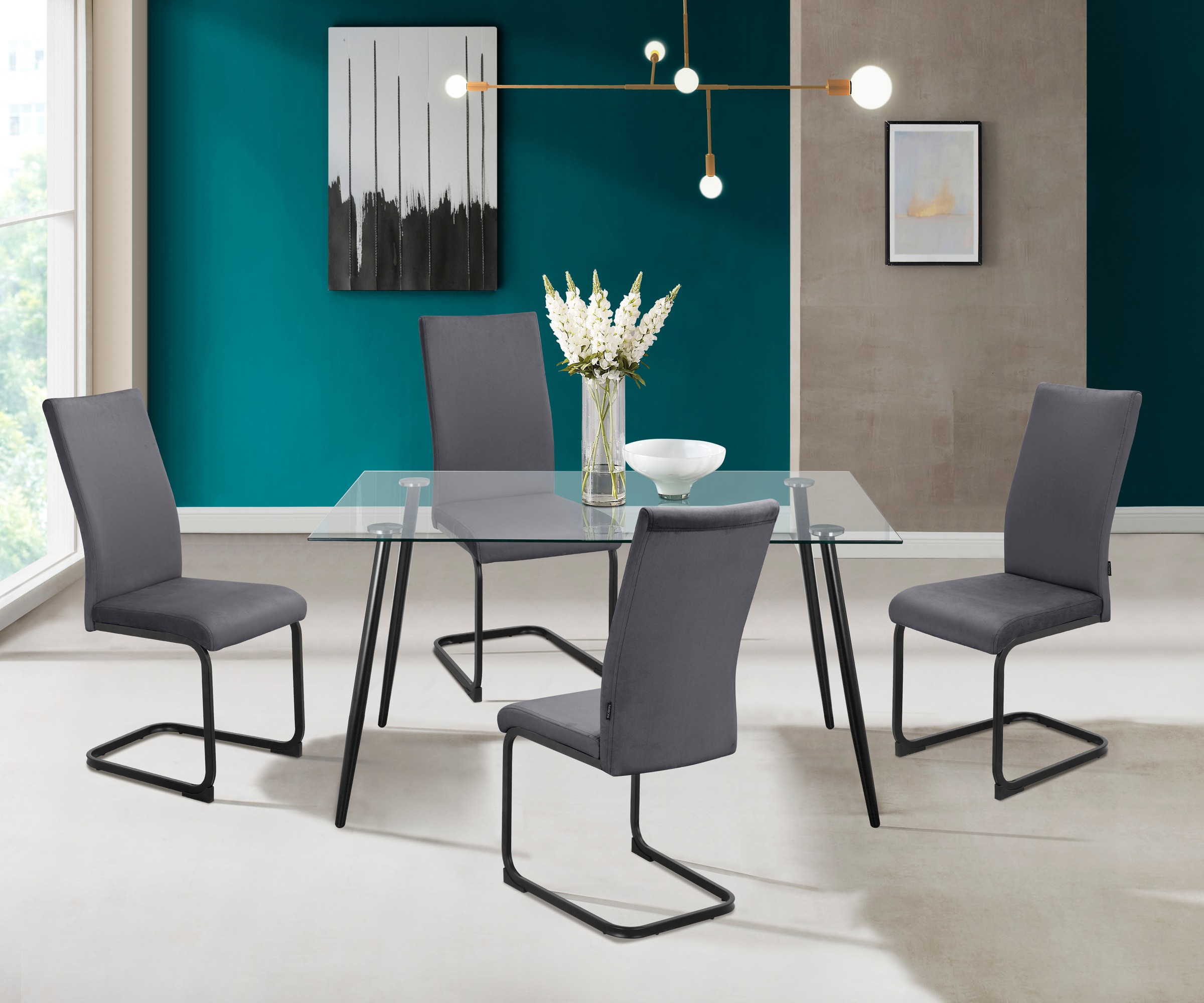 INOSIGN Esszimmerstuhl »Darcel«, (Set), 4 St., Veloursstoff, Freischwinger günstig online kaufen