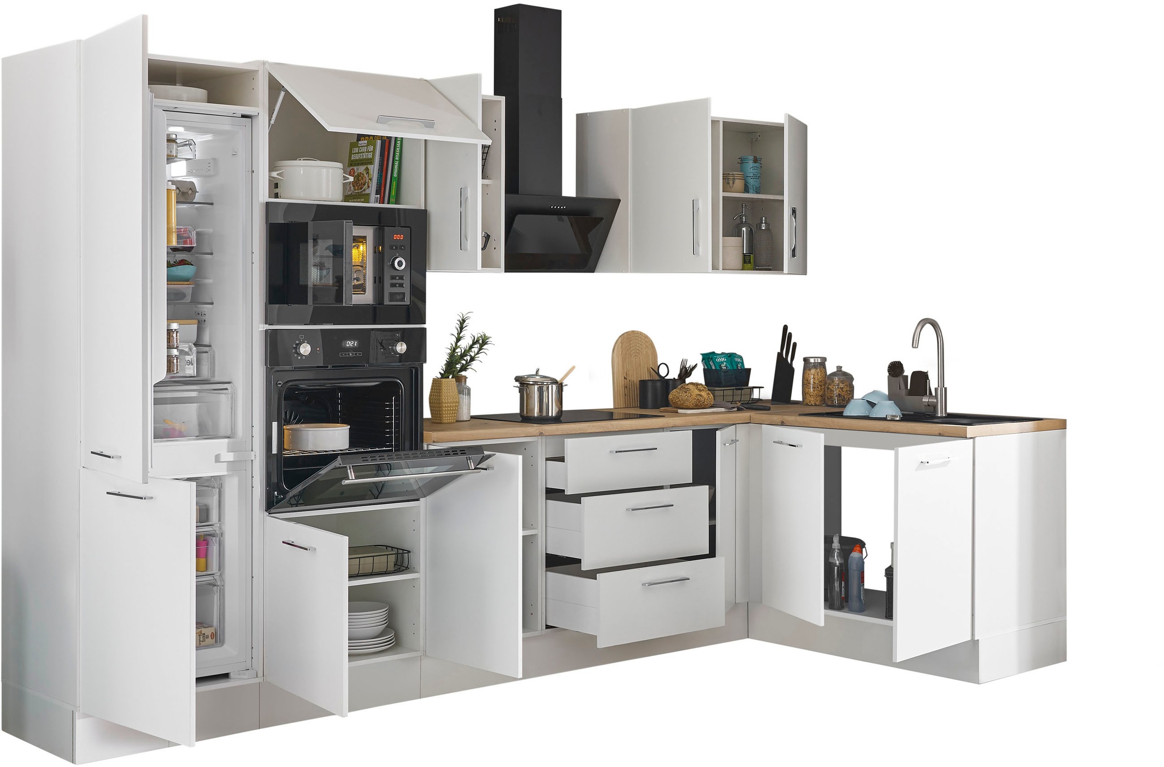 BASIC by Balculina Winkelküche »Turin«, Stellbreite 330x175 cm, wahlweise mit E-Geräten