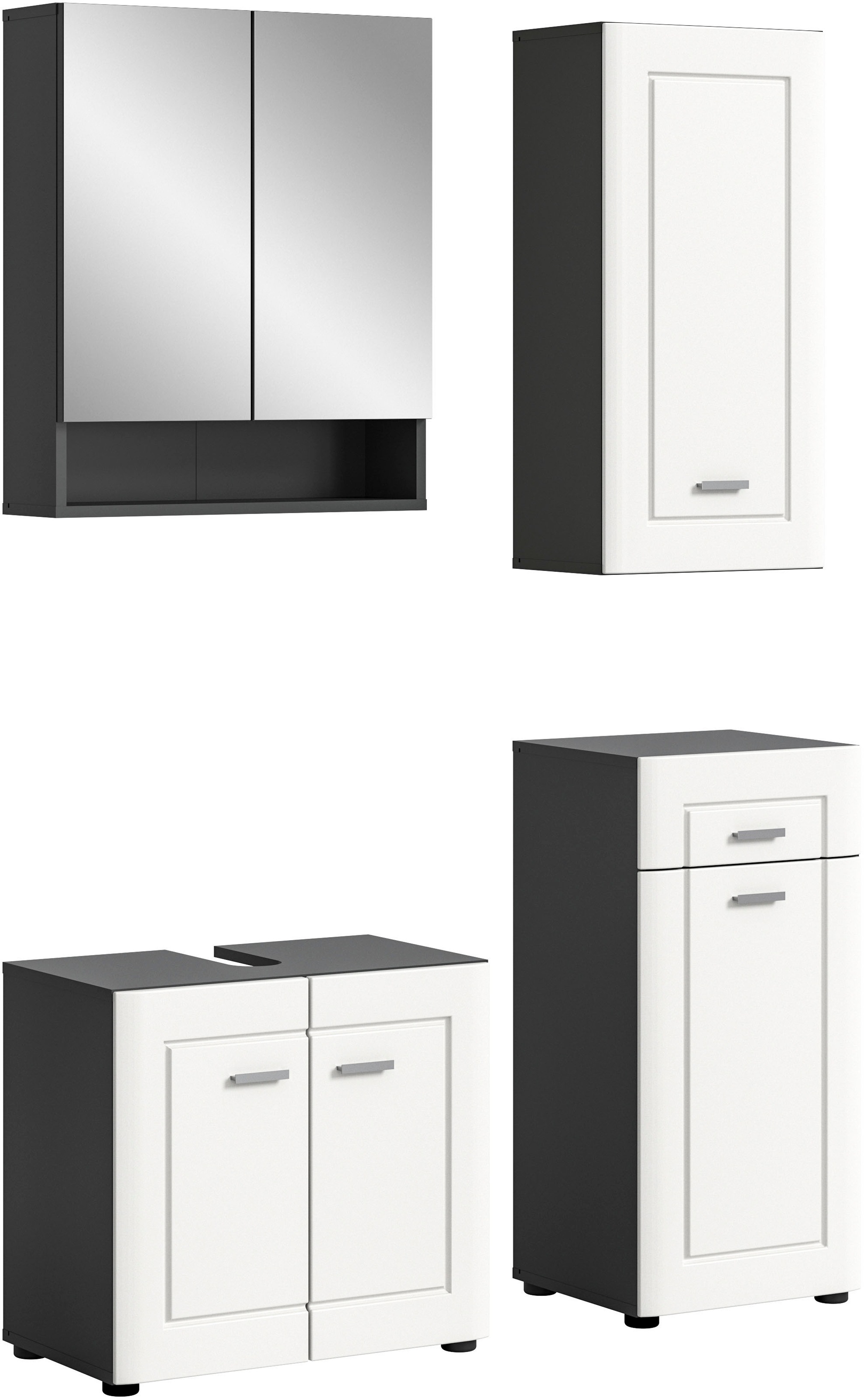 INOSIGN Badmöbel-Set »Jarvi, 4 teilig, bestehend aus:«, (Set, 4 St.), Waschbeckenunterschrank, Spiegel, Unterschrank, Hängeschrank