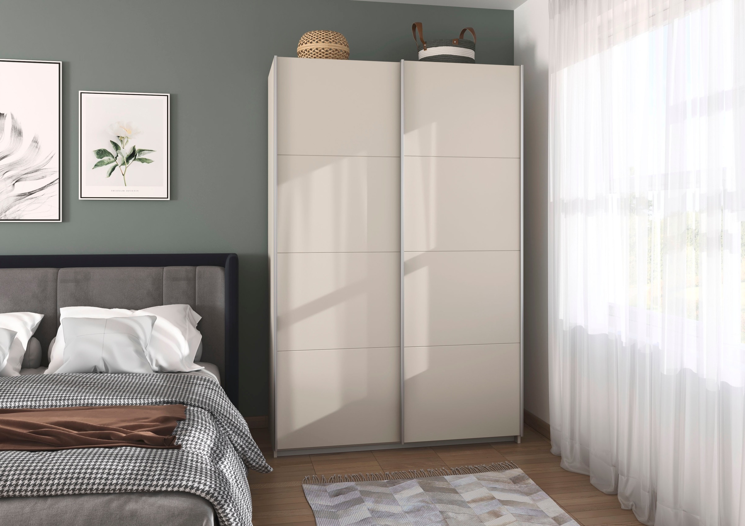 INOSIGN BY RAUCH Schwebetürenschrank »Kleiderschrank Schrank Garderobe Schlafzimmerschrank THANOS«, (in 3 verschiedenen Ausstattungen BASIC/CLASSIC/PREMIUM), Optional mit Spiegel, Metall-Griffleisten alufarben MADE IN GERMANY