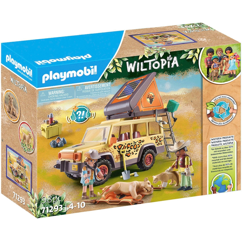 Playmobil® Konstruktions-Spielset »Mit dem Geländewagen bei den Löwen (71293), Wiltopia«, (98 St.)