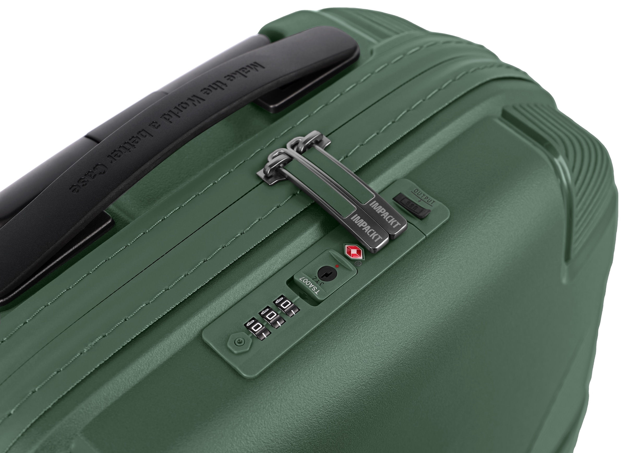 IMPACKT Hartschalen-Trolley »IP1, verschiedene Größen und Farben«, 4 Rollen, Hartschalen-Koffer vegan Koffer Reisegepäck USB-Port TSA Zahlenschloss