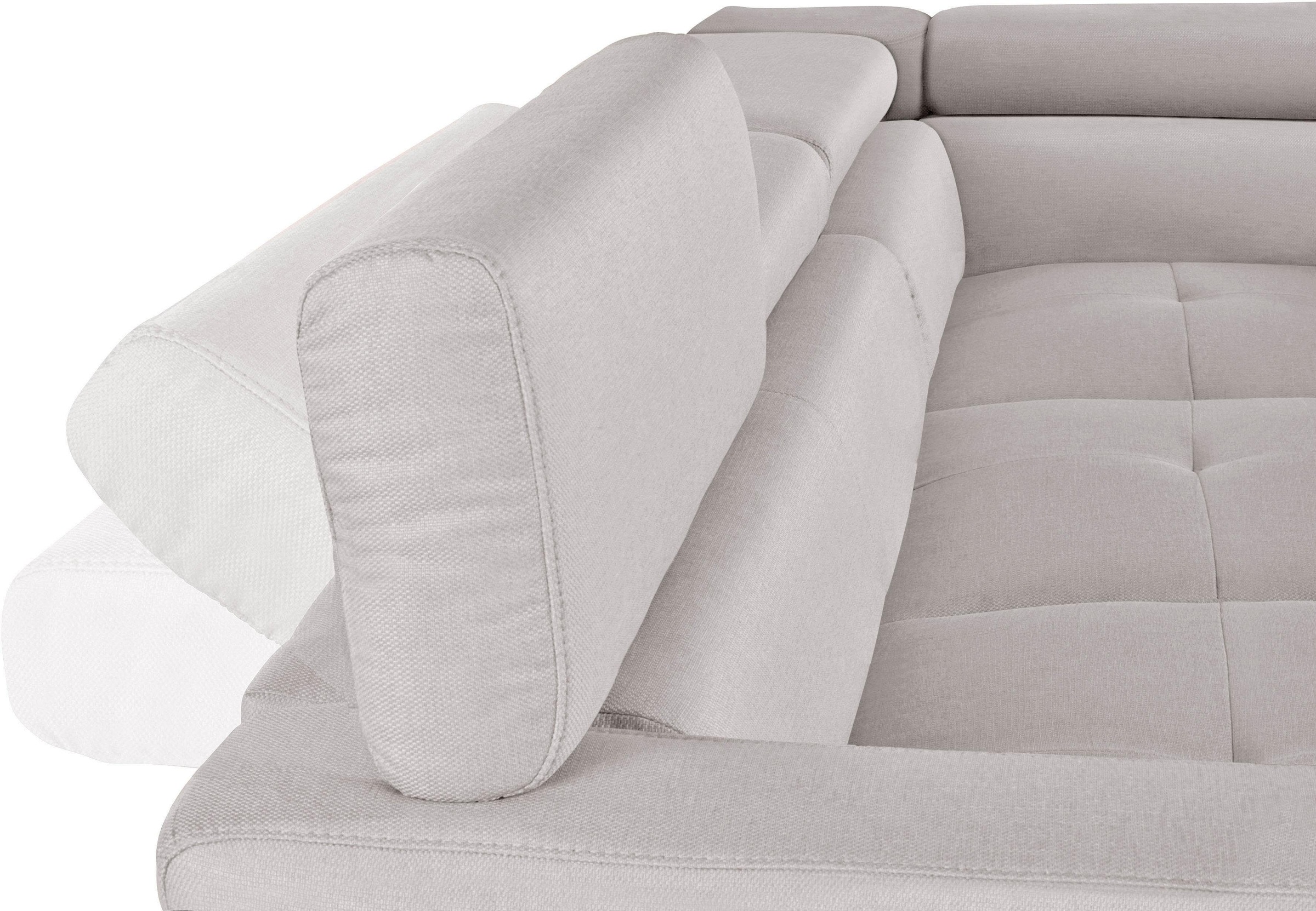 COTTA Polstergarnitur »Sammy L-Form«, (Set), Set bestehend aus: Ecksofa mit Kopfteilverstellung & Hocker