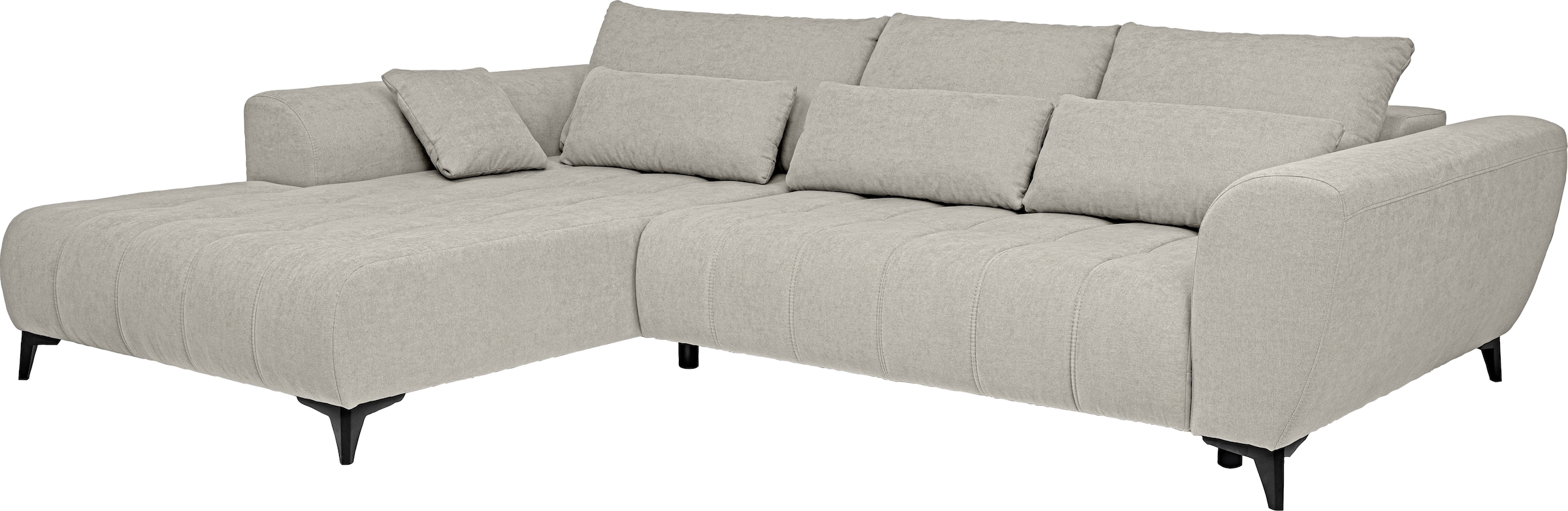WERK2 Ecksofa »Garay, XXL-Liegefläche: elektrisch ausziehbar auf ca. 228×126 cm« Luxus in Übergröße: XXL-Liegefläche, Komfort-Ottomane & stilvolle Füße