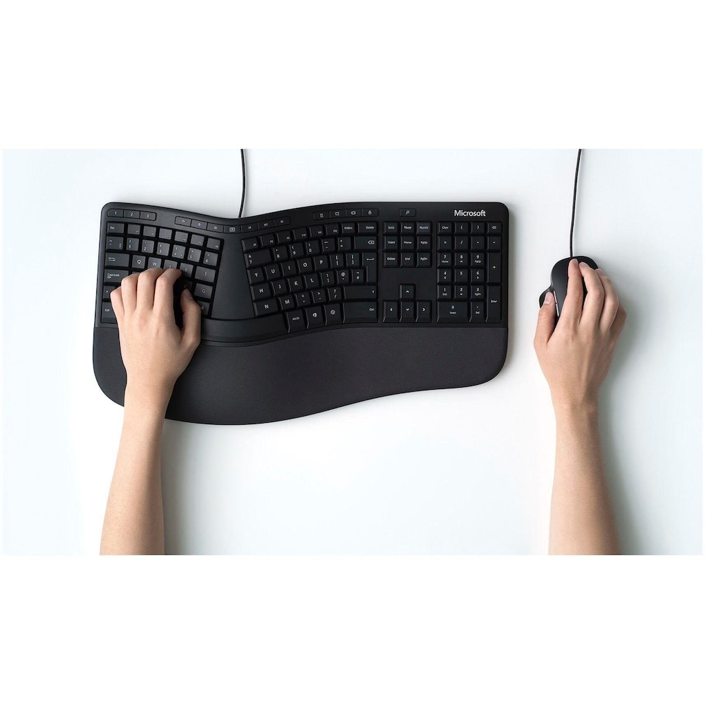 Microsoft ergonomische Tastatur »LXM-00006«, (ergonomische Form-USB-Anschluss)