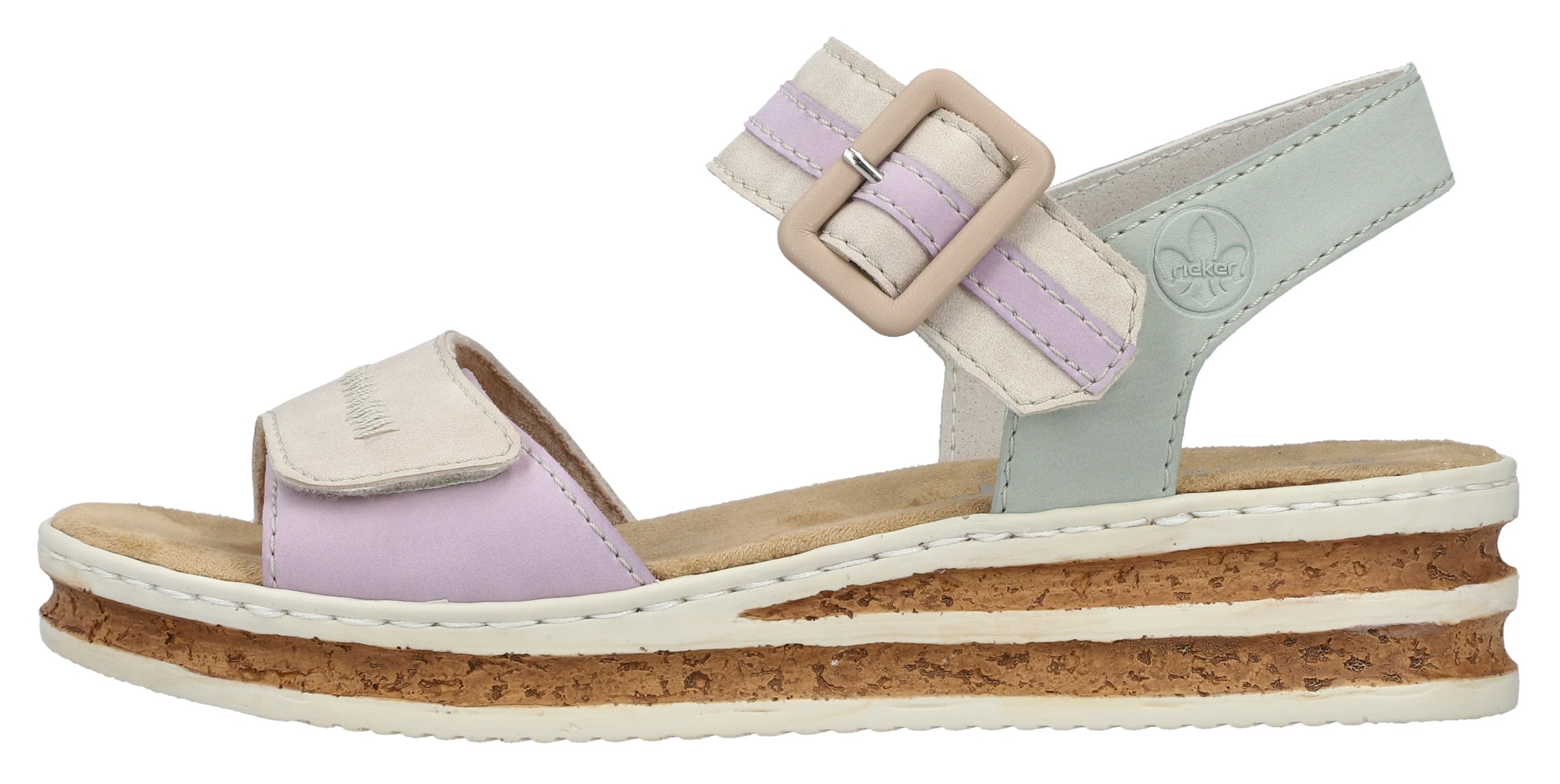 Rieker Keilsandalette, Sommerschuh, Urlaubschuh, Sandale mit regulierbaren Klettverschlüssen