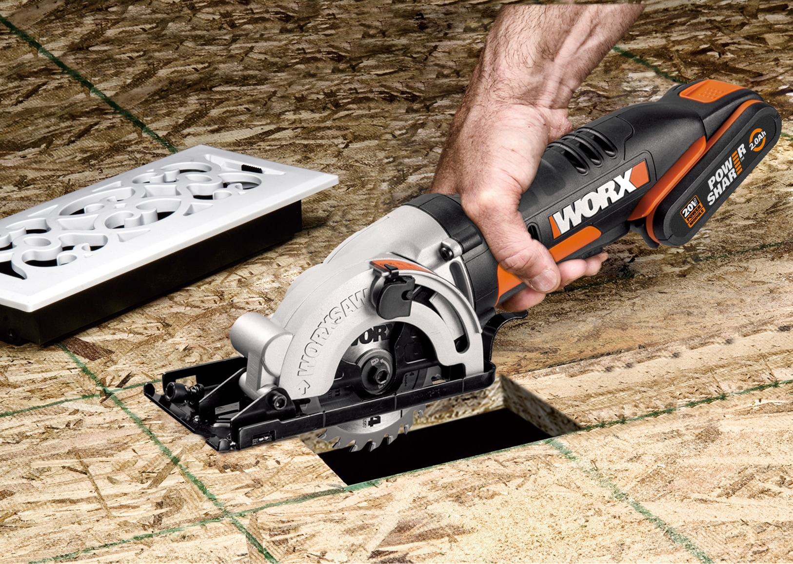 Worx Akku-Handkreissäge »WX527.9 WorxSaw«, Tauch- & Sägeschnitte bis zu 27 mm, ohne Akku & Ladegerät