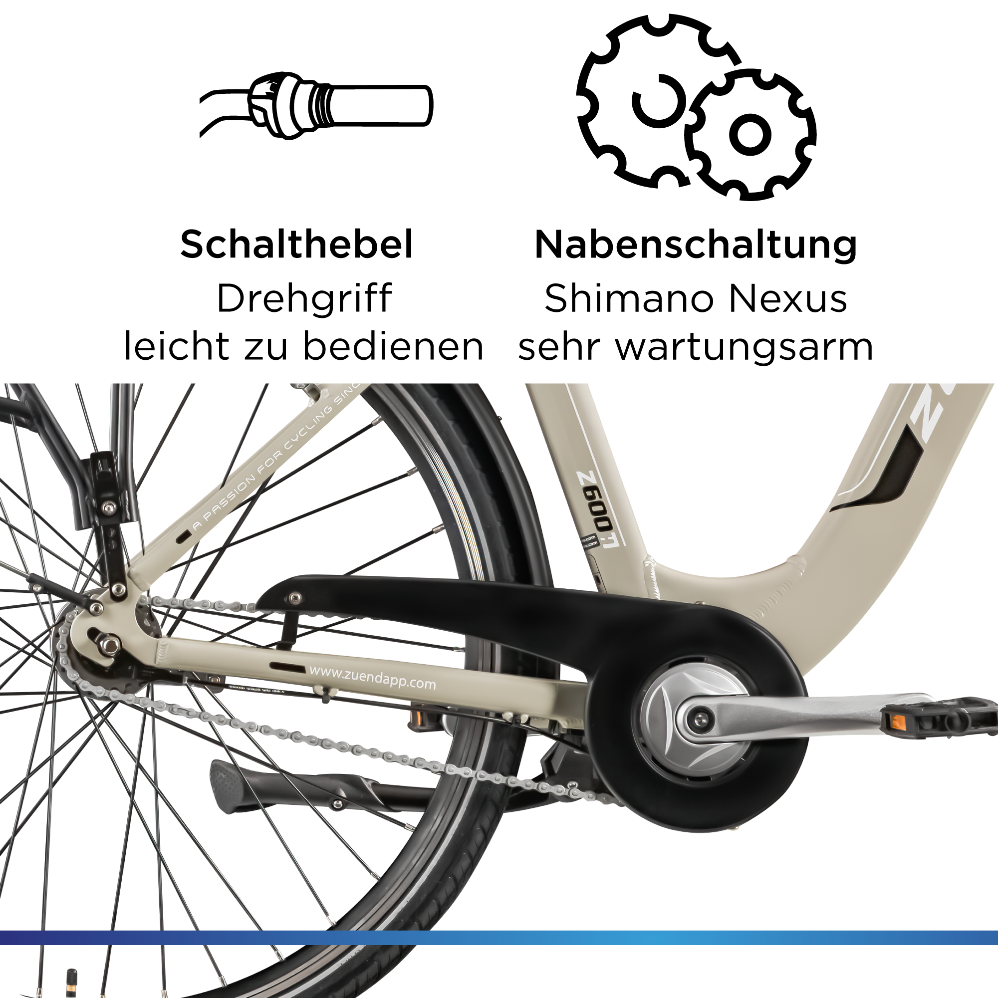 Zündapp »Z600« 7 Gang Nabenschaltung Frontmotor 250 W City E Bike Damen 28 Zoll Elektrofahrrad 7 Gang 150-165cm Damenfahrrad