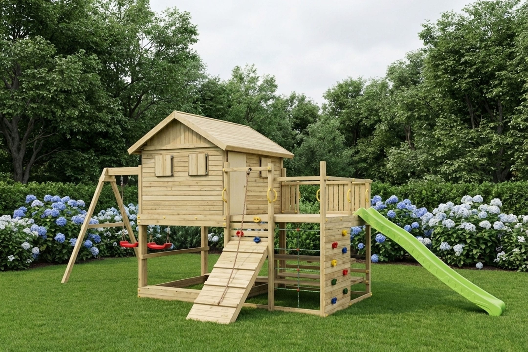 FUNGOO Spielturm »ALOHA« mit Spielhaus und Terrasse, Doppelschaukel