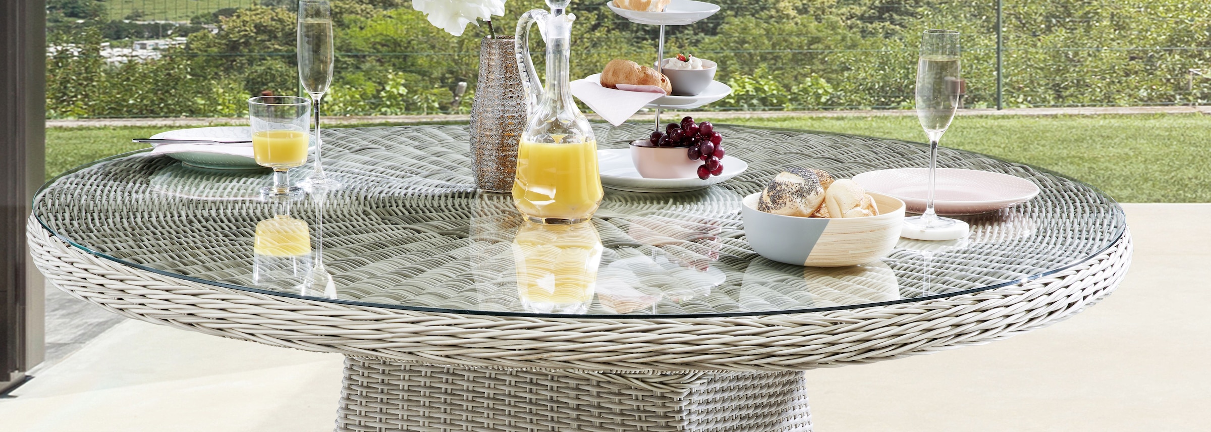 Destiny Gartentisch »LUNA« Ø120x75 cm, 1 Stk. tlg. (Ø120x75 cm), Aluminium, Polyrattan