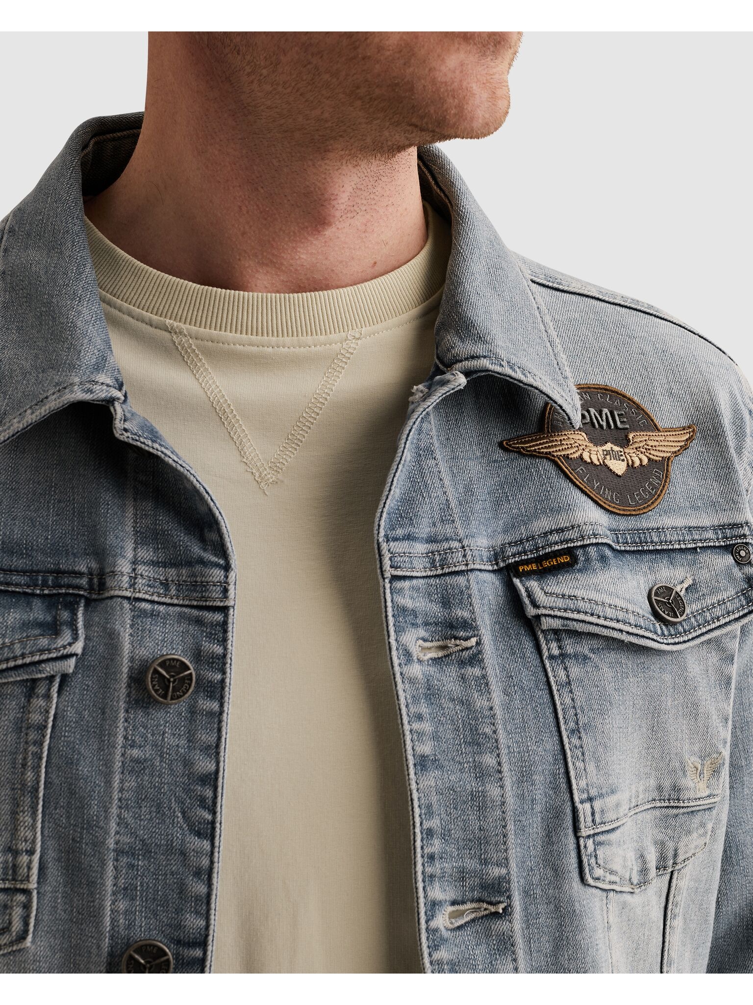 PME LEGEND Jeansjacke mit Logo Stickereien