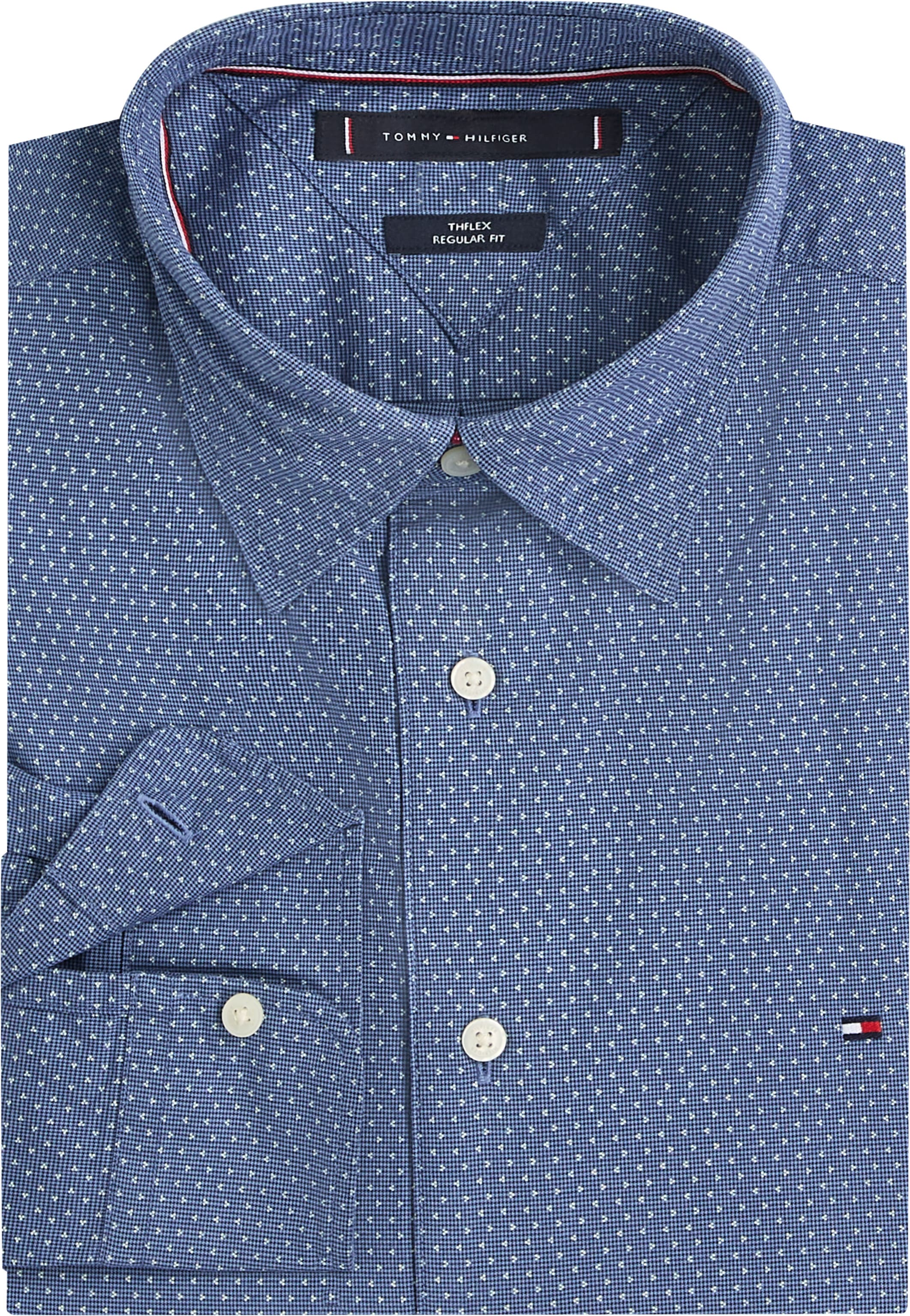 Tommy Hilfiger Langarmhemd »FLEX POPLIN MINI PRINT Regular Fit SHIRT« regular fit, Kentkragen