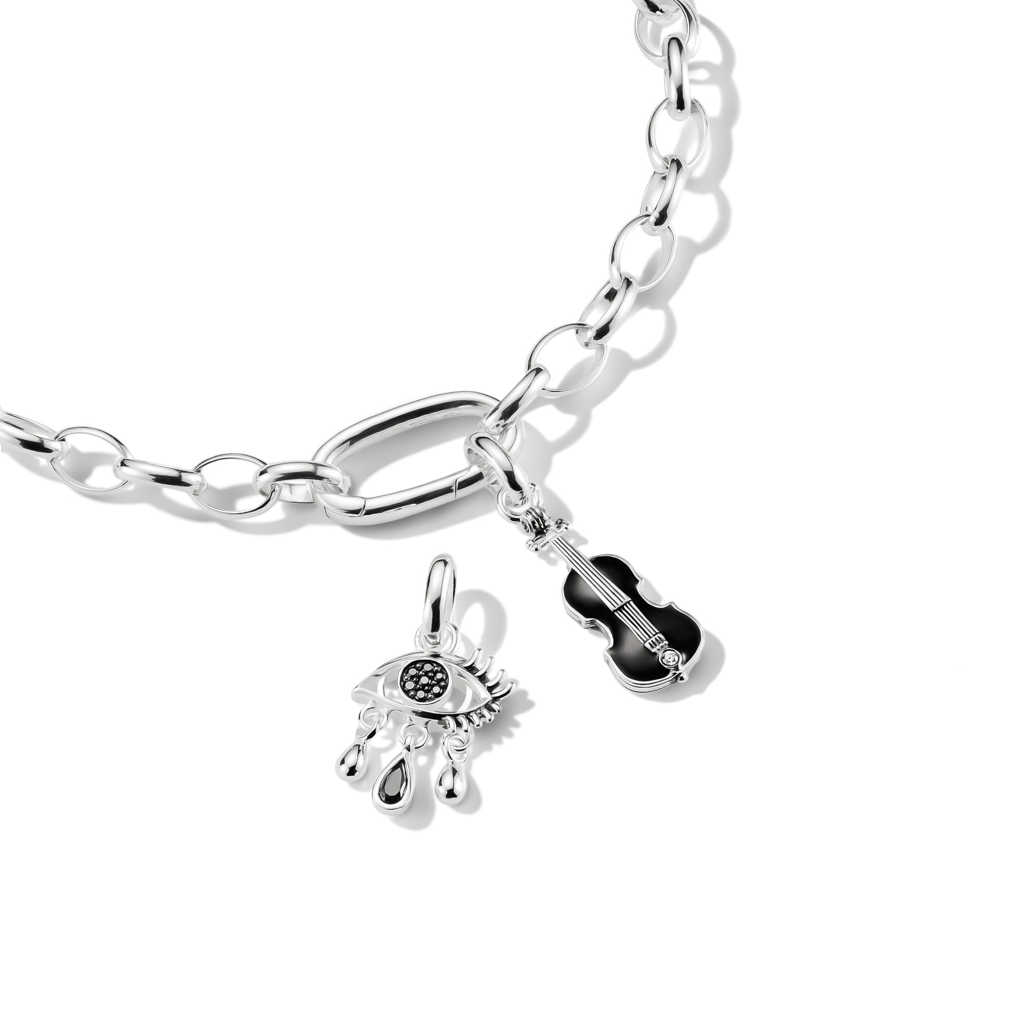 THOMAS SABO Charm-Einhänger »THOMAS SABO Wednesday Cello-Optik Charm - Connect« mit Zirkonia (synth.)