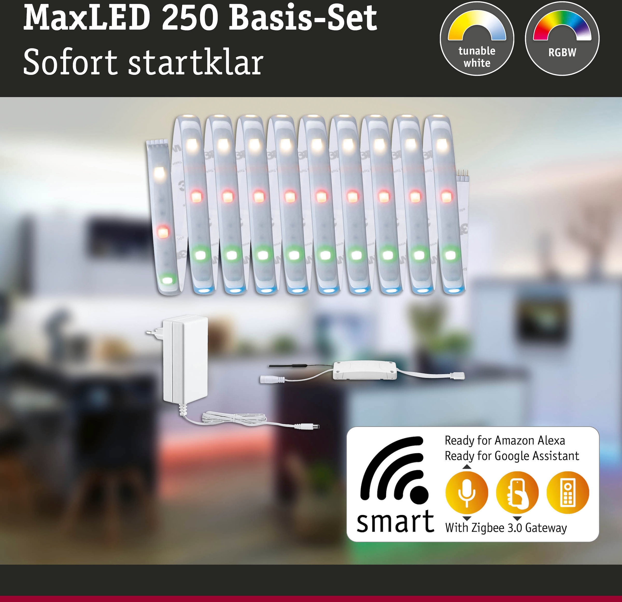 Paulmann LED-Streifen »MaxLED 250 Basisset Smart Home Zigbee IP44 15W 600 600lm«, 1 St.-flammig, 3m, RGBW, beschichtet