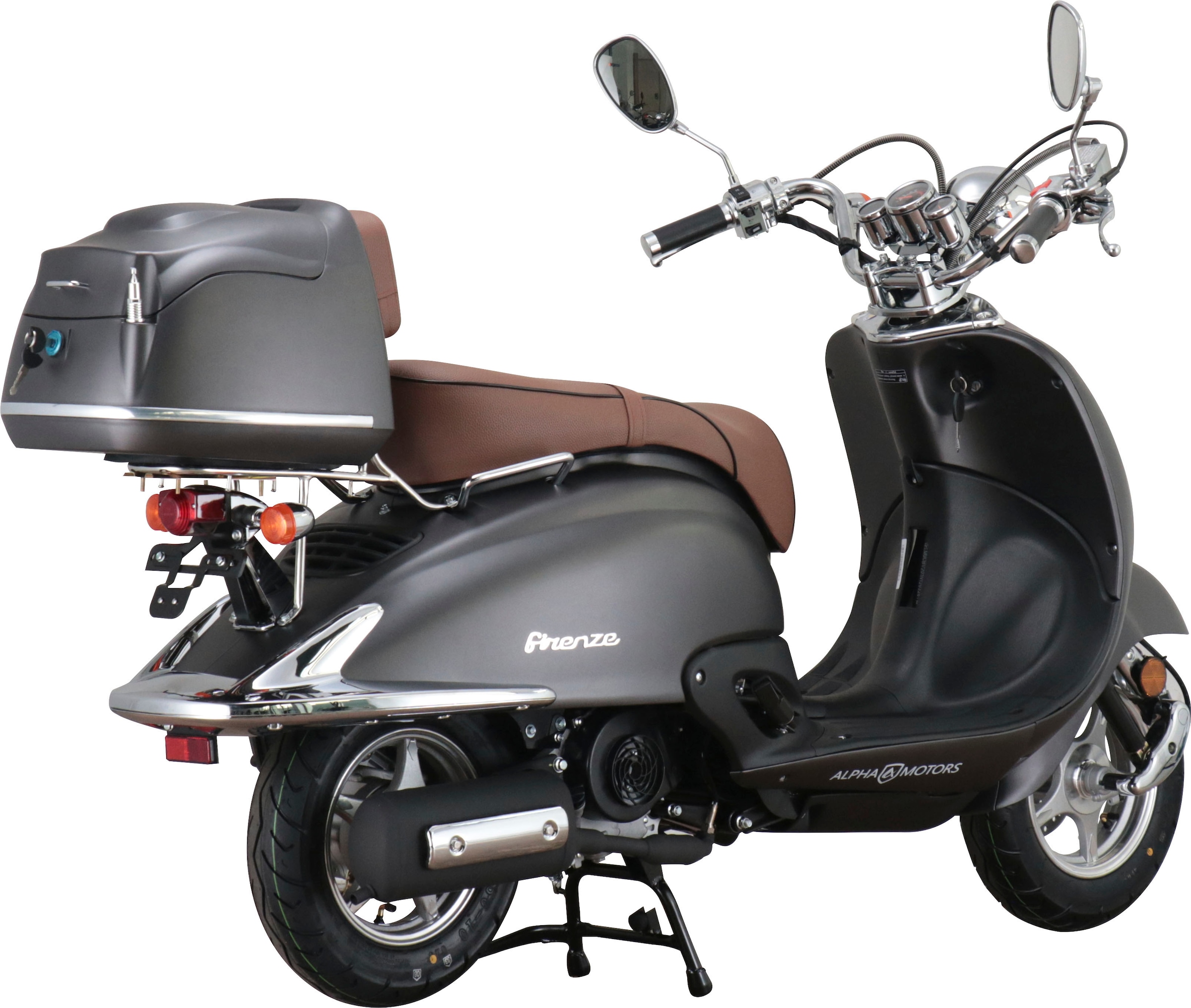 Alpha Motors Motorroller »Retro Firenze« 50 cm³ 45 km/h Euro 5 2,99 mit Topcase,  mit Lenkerschloss, im Retro-Look