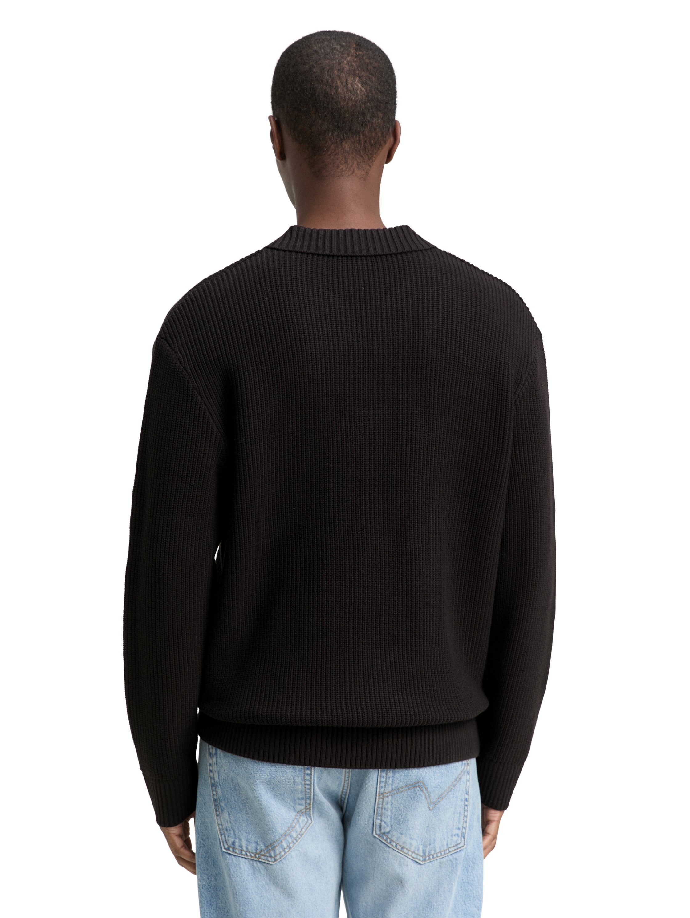 TOM TAILOR Denim Polokragenpullover mit Rippbündchen