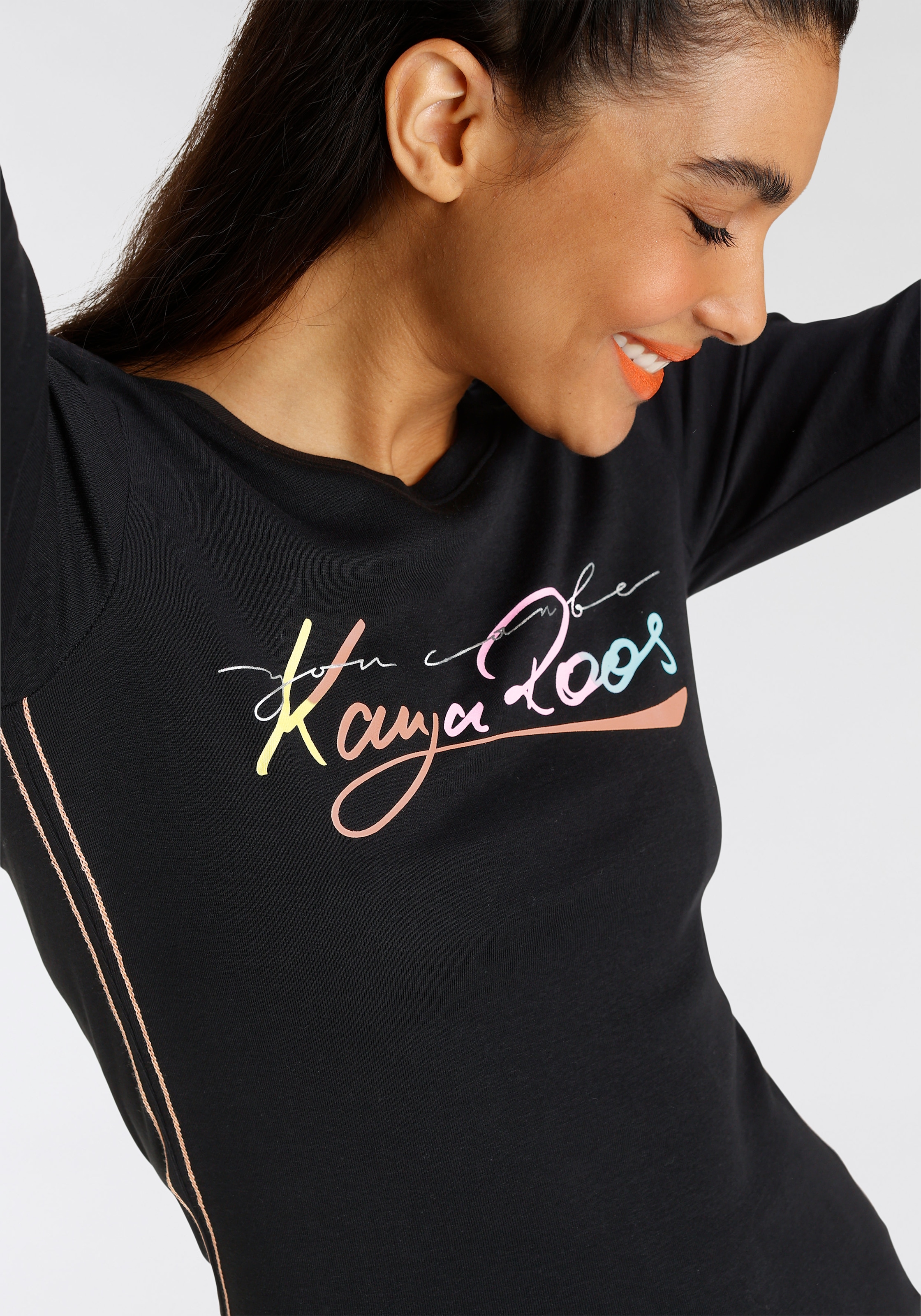 KangaROOS Langarmshirt, mit farbigen NEUE trendig KOLLEKTION - Online-Shop bestellen im Logoschriftzug