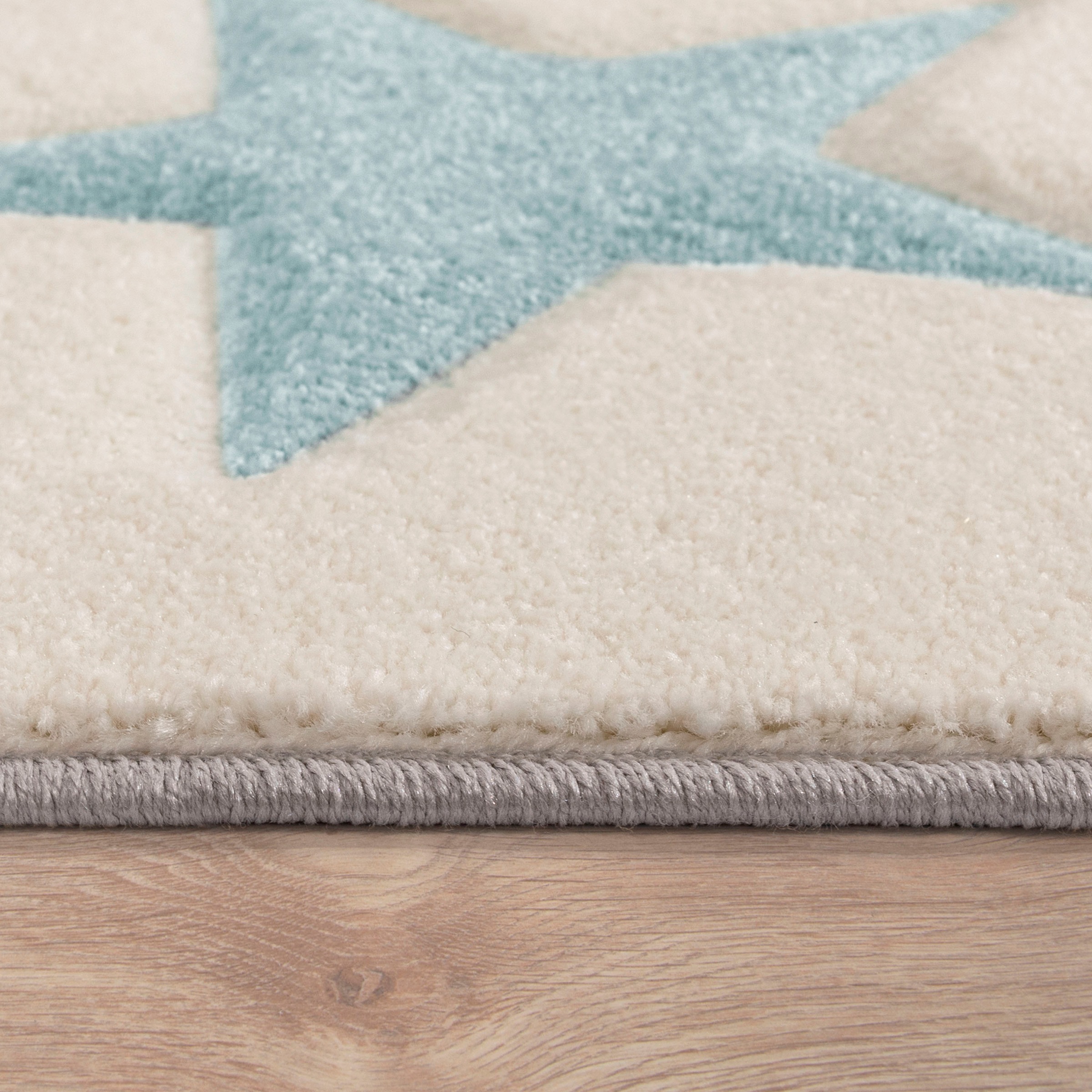 Paco Home Kinderteppich »Cosmo 340«, rechteckig, 17 mm Höhe, Kurzflor, Pastell-Farben, 3D Effekt, Motiv Berge, Punkte & Sterne